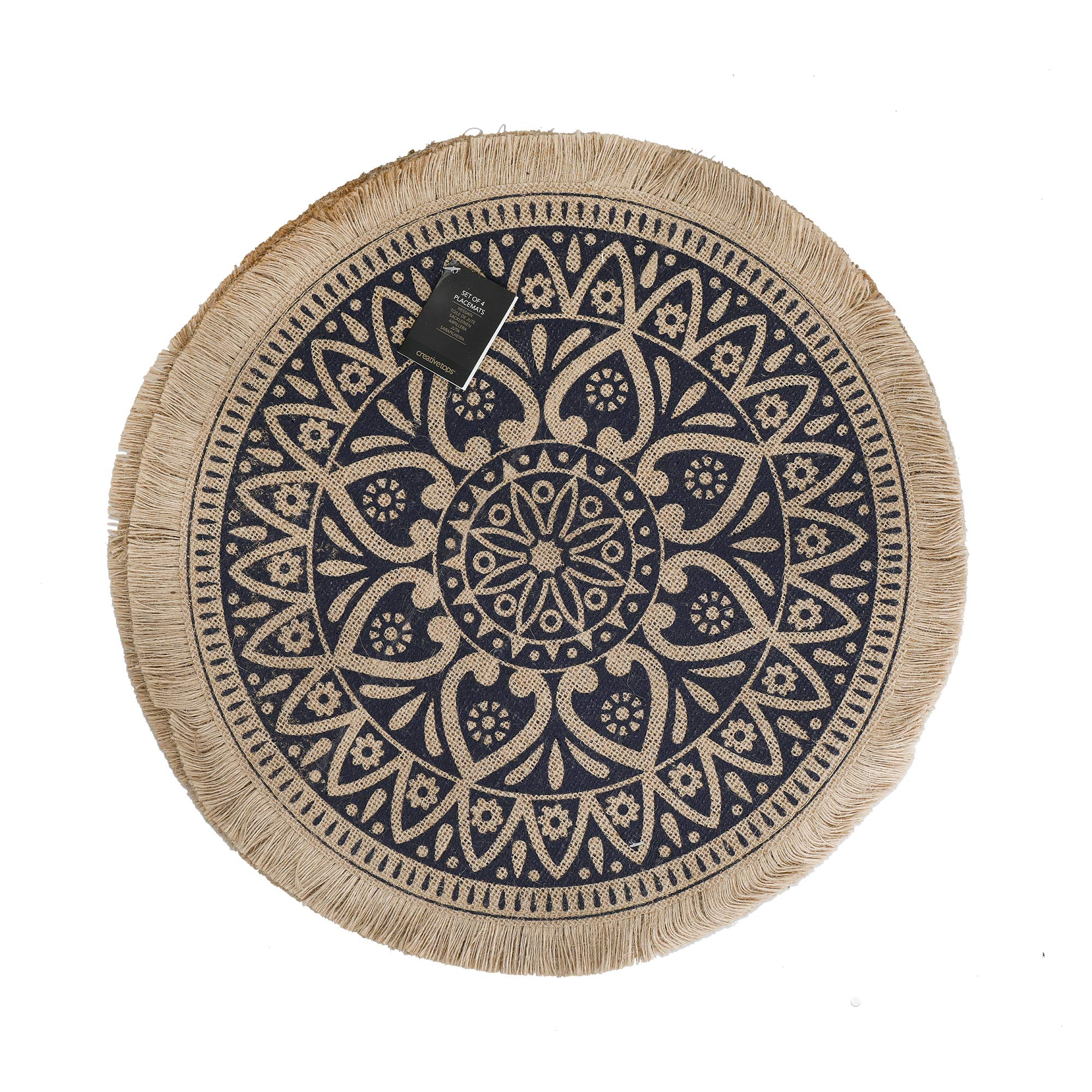 Creative Tops - Sets de Table Ronds en Jute, Motif Mandala, 41 cm, Lot de 4