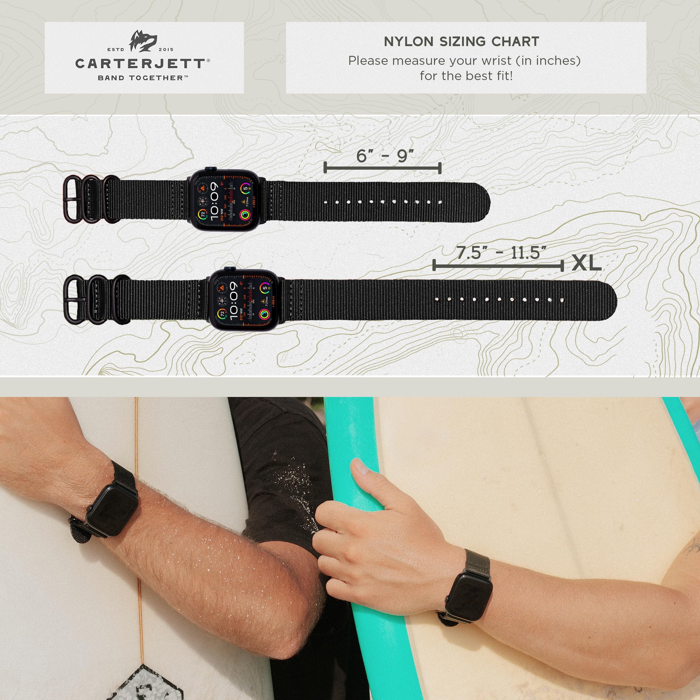 Nylon Apple Watch Band avec boucle et de style Nato adaptateur par Carterjett