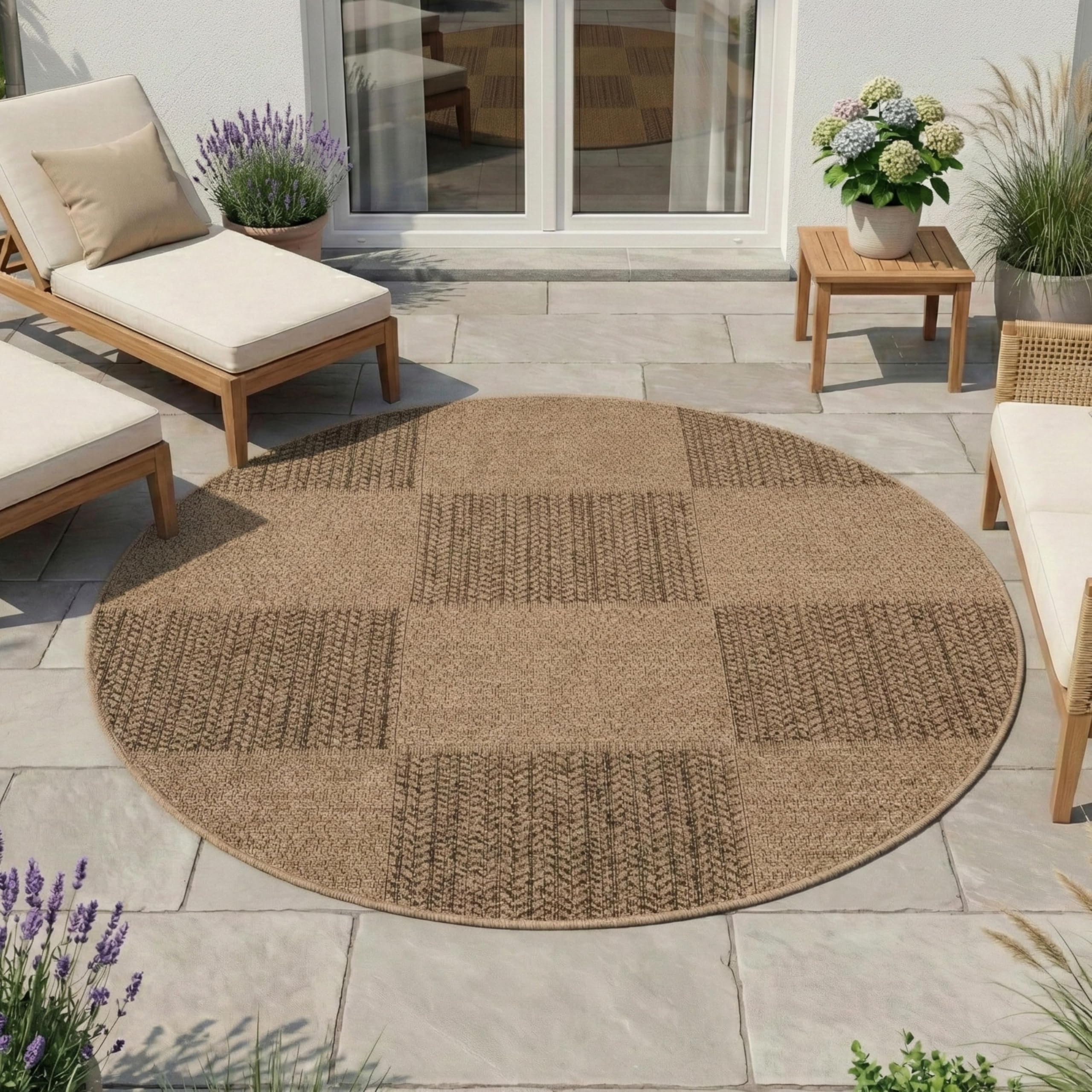 Tapis aspect jute naturel rond 120 cm chic et durable beige