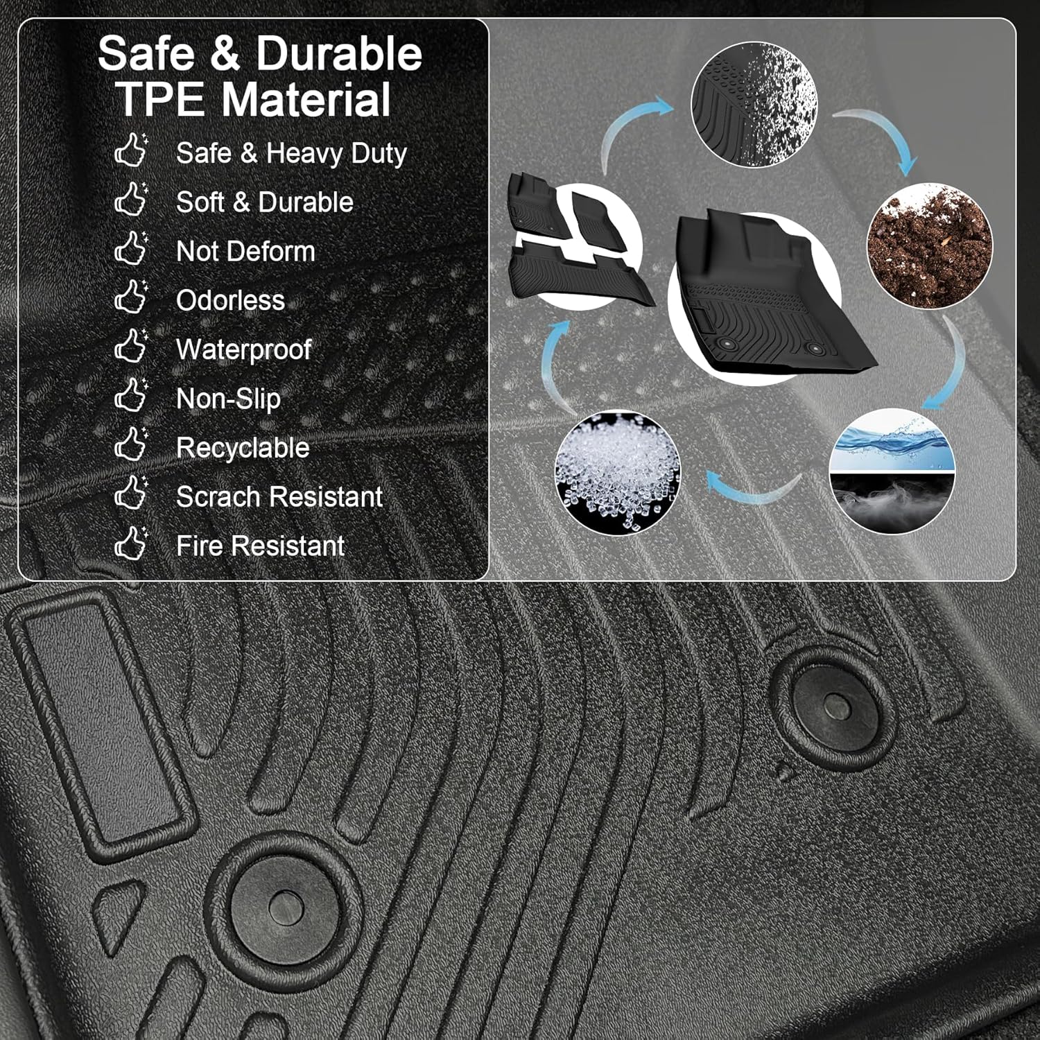 Floor Mats for Chevrolet Chevy Trailblazer FWD 2021-2025 2026 & Cargo Liner (Only Fit for Cargo in Upper Deck Position), TPE Waterproof Non-Slip All Weather Protection Custom