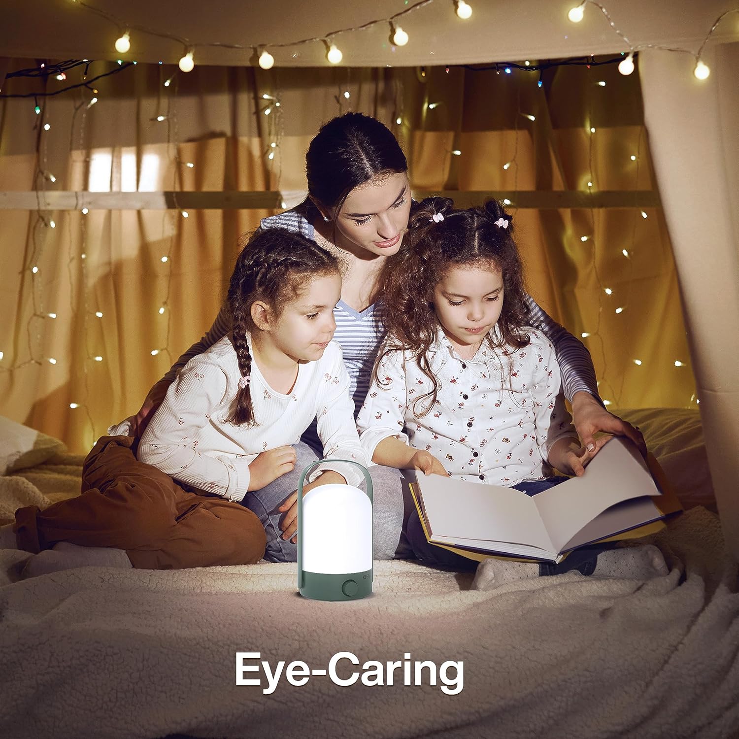 KLEAH Table Lamp Portable Cordless Lantern, 360° Portable Handle, Stepless Dimmer, Powerful Long-Lasting 50hrs, Rechargeable LED Lantern for Camping Bedroom Party, Green