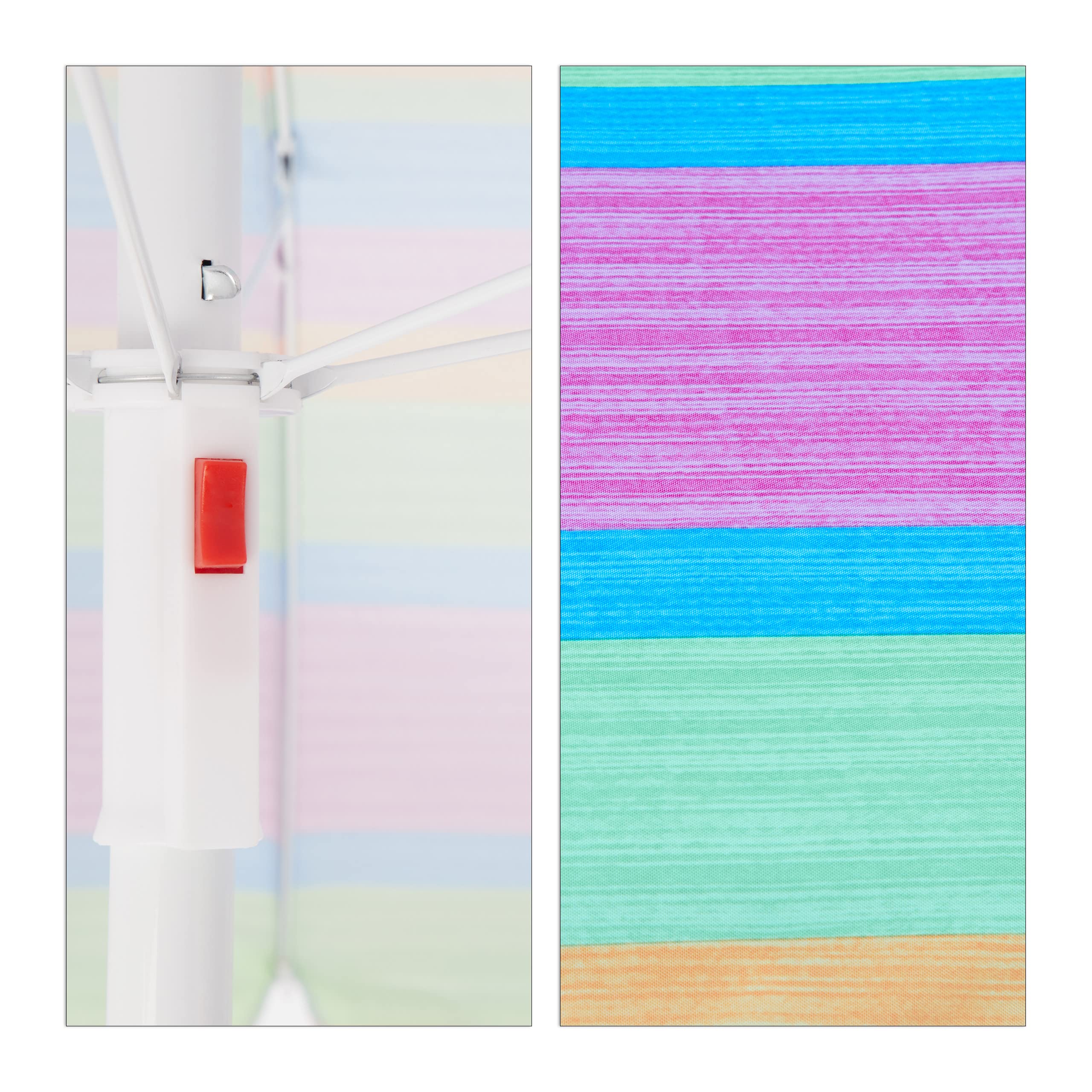 Relaxdays Parasol de plage rayé, hauteur réglable, Parasol de jardin, protection UV 50+, H x P 210 x 170 cm, multicolore