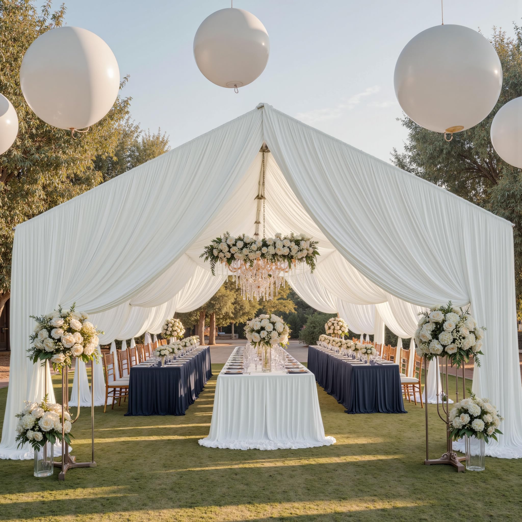 Photo 1 of Party Village Ivory Ceiling Curtain - 20ft x 40ft