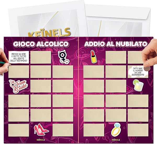 Giochi Alcolici Addio al Nubilato - Calendario da Tavola Gratta e Vinci - Gadget Amiche della Sposa - Kit Scherzi Accessori Team Bride to Be - per Bere, Grattabile - 1