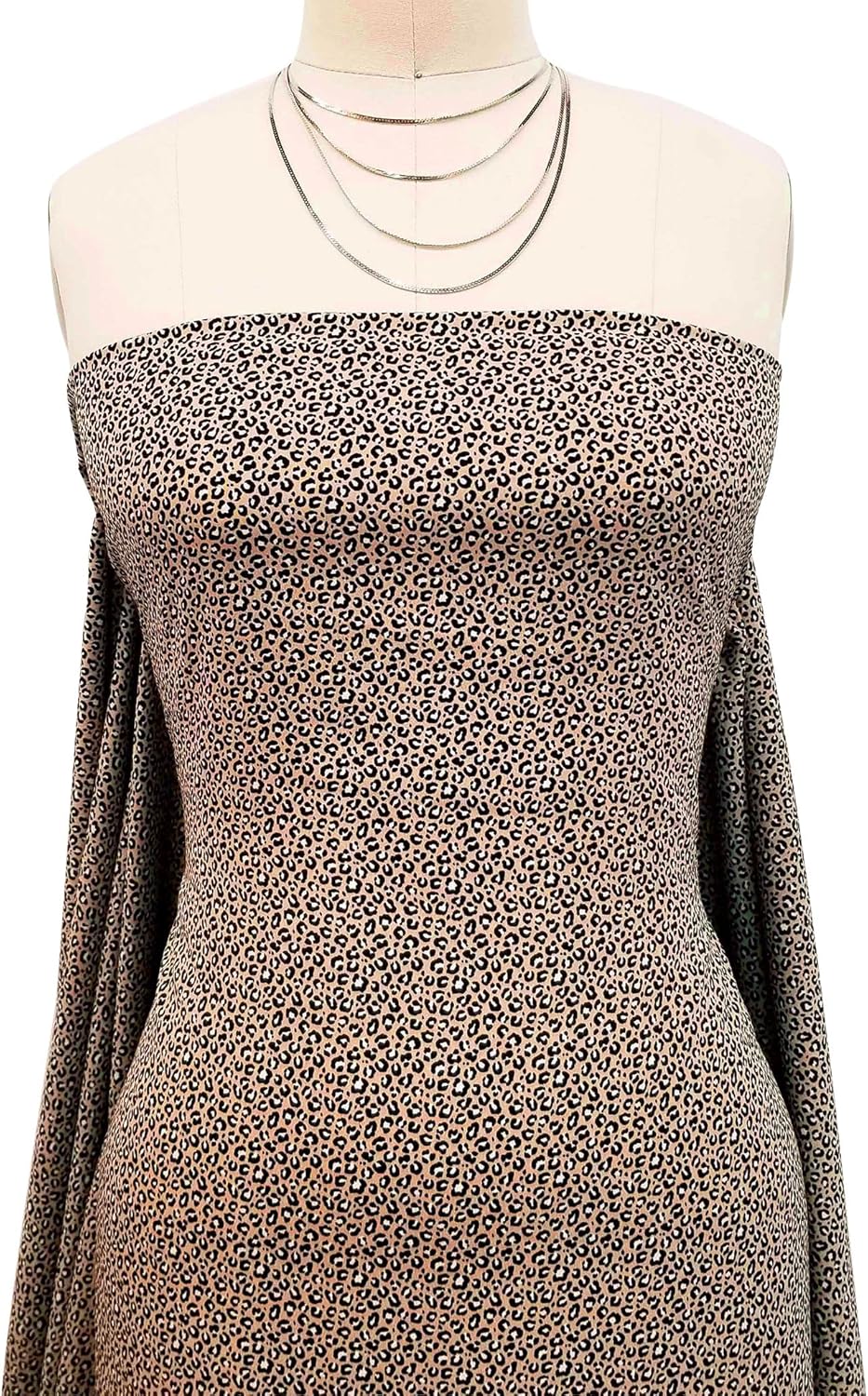 Taupe Black Leopard Skin Pattern Printed Poly Moroccan Fabric by The Yard
