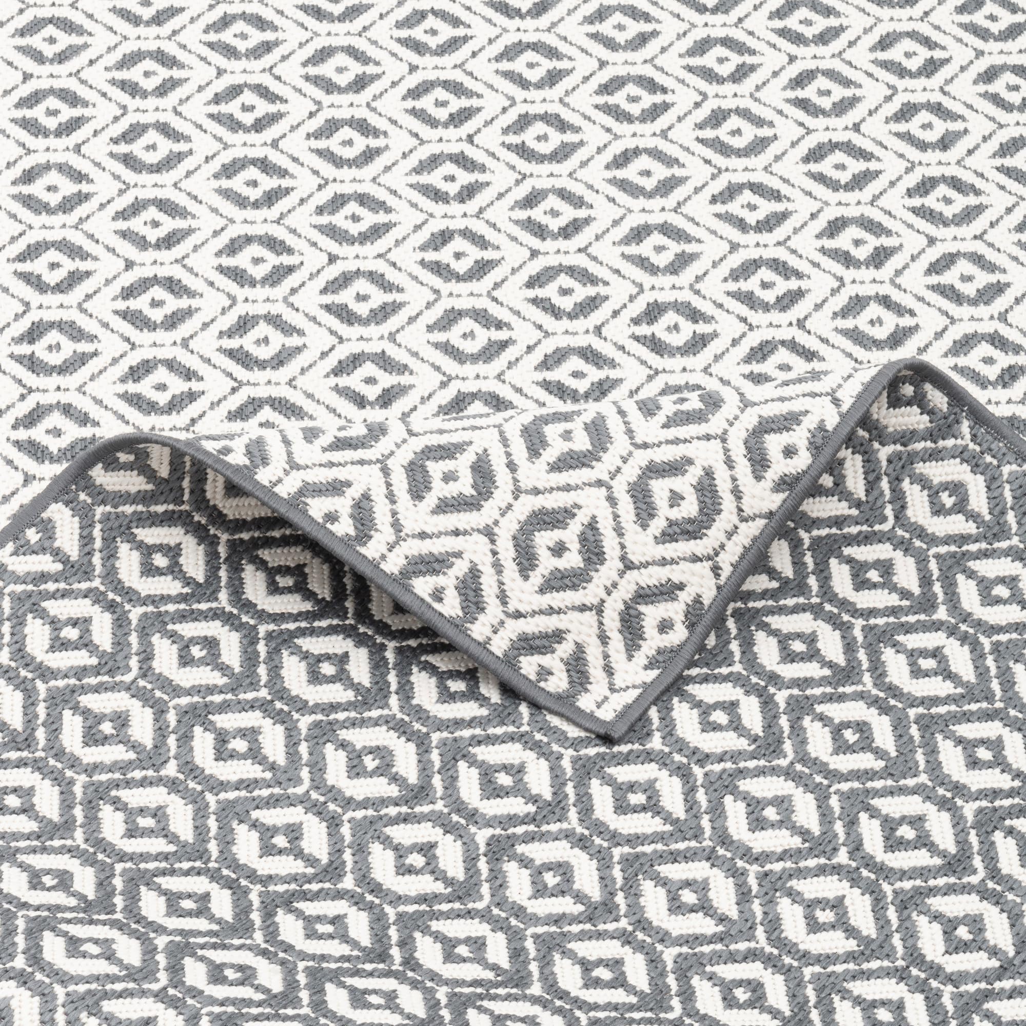 Snapstyle Tapis de Couloir intérieur-extérieur réversible Cape Cod Gris, Résistant aux UV, Imperméable, Facile à Entretenir, Résistant, Idéal pour terrasse, Balcon, Couloir