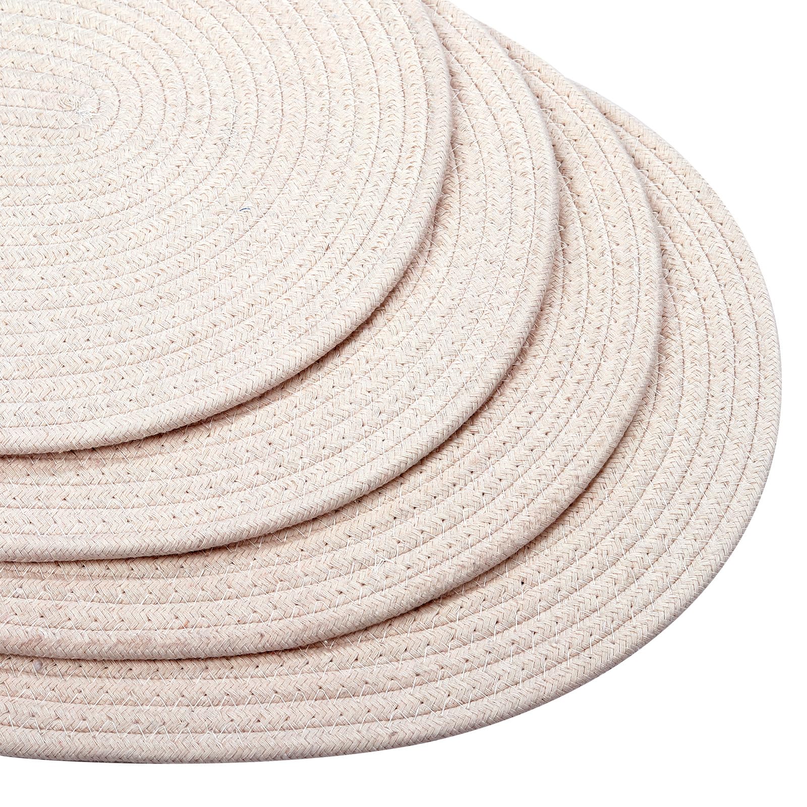 fanquare Oval Woven Placemats Set of 6 Beige Cotton Rope Braided Placemats Heat Resistant Washable Non-Slip Table Mats for Kitchen Dining Table Home Decoration 30 * 40cm - Image 2