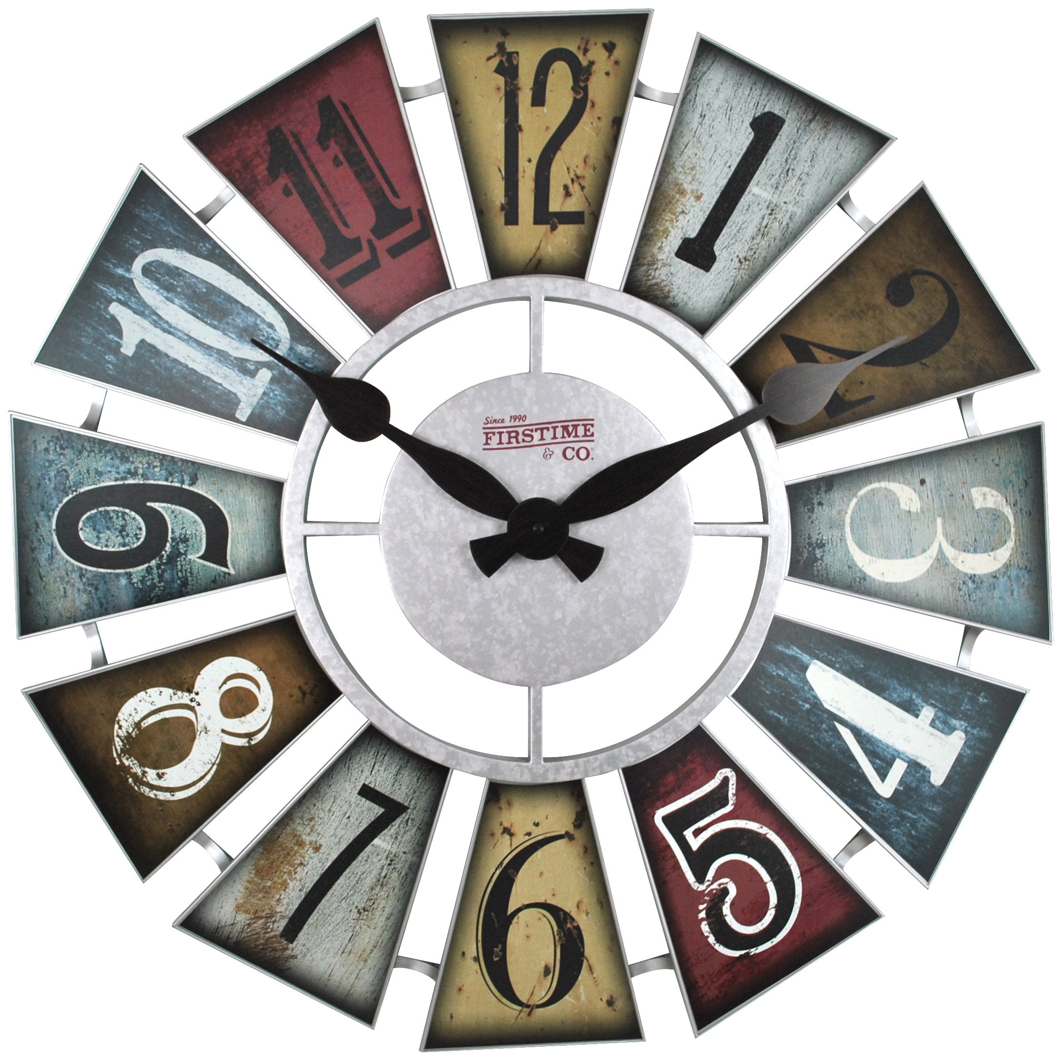 FirsTime & Co. FirsTime Numeral Windmill Wall Clock, 24", Multicolor
