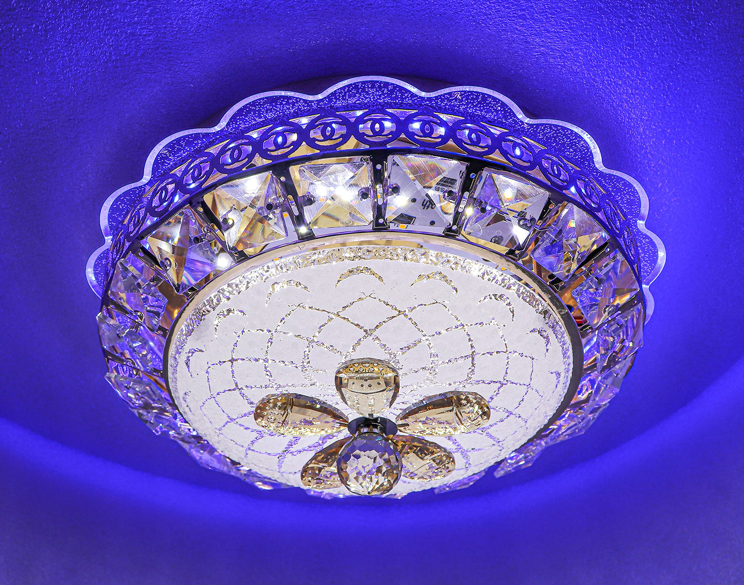 swanart Crystal Round Ceiling Lights & Lamps Chandeliers with Bluetooth Connect Play Songs for Living Bedroom, Multicolour, 12 Inch (B08RJ4VSCJ) Amazon Price History, Amazon Price Tracker