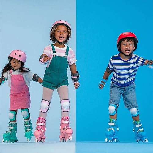 Miniatura 10 de Yvolution Patines para principiantes para principiantes, patines ajustables 2 en 1, se convierten de patines de tres ruedas a patines en línea,