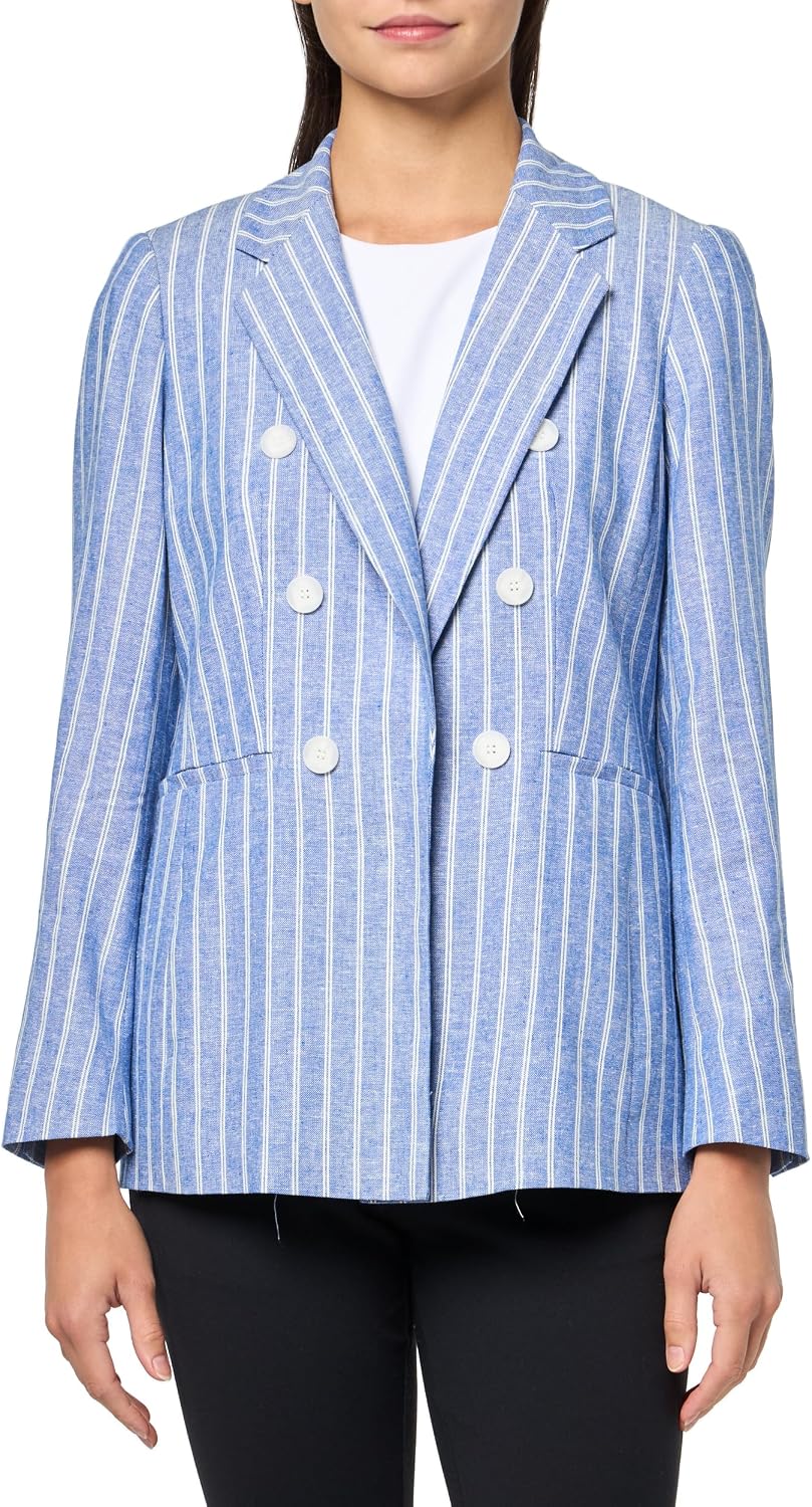 Anne Klein Women's Stripe Faux Double Breasted Jacket W/Not