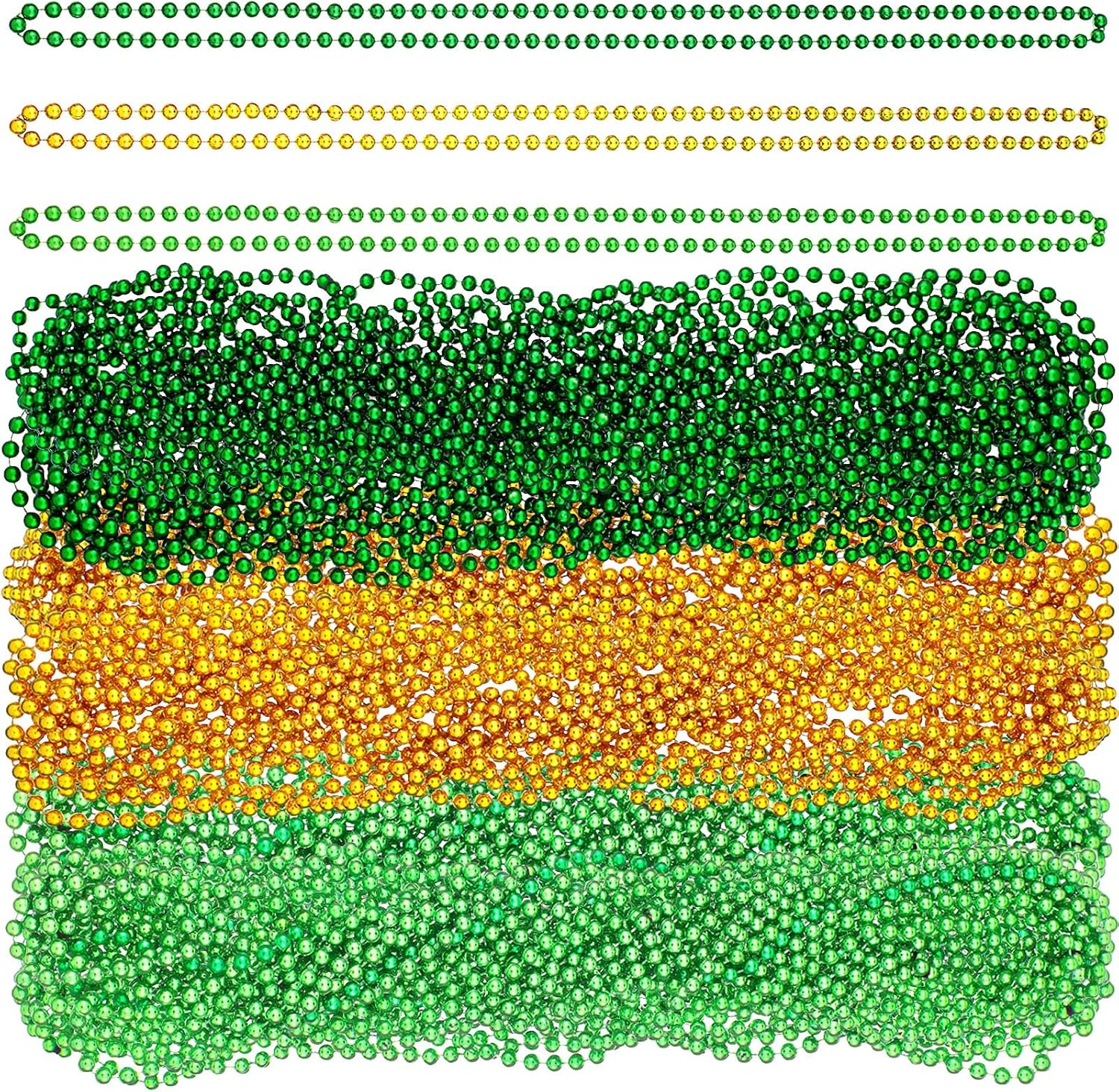 St. Patrick's Day Bead Necklaces Bulk Mardi Gras Beads Dark Green, Light Green, Yellow Beaded Necklaces St. Patrick's Party Beads Necklaces 33 6 mm Holiday Beaded Costume Necklace for Party (36 Pcs)