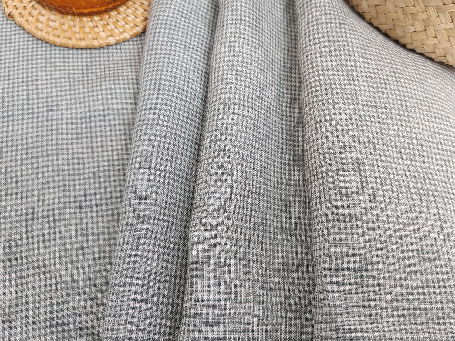 100% Linen Fabric – Checks & Plaids, Lightweight, Soft Pre-Washed – 51-52” Wide – Perfect for Sewing, Quilting, Apparel & Home Projects (3 Yard pre Cut, Small Gingham Green 6833)