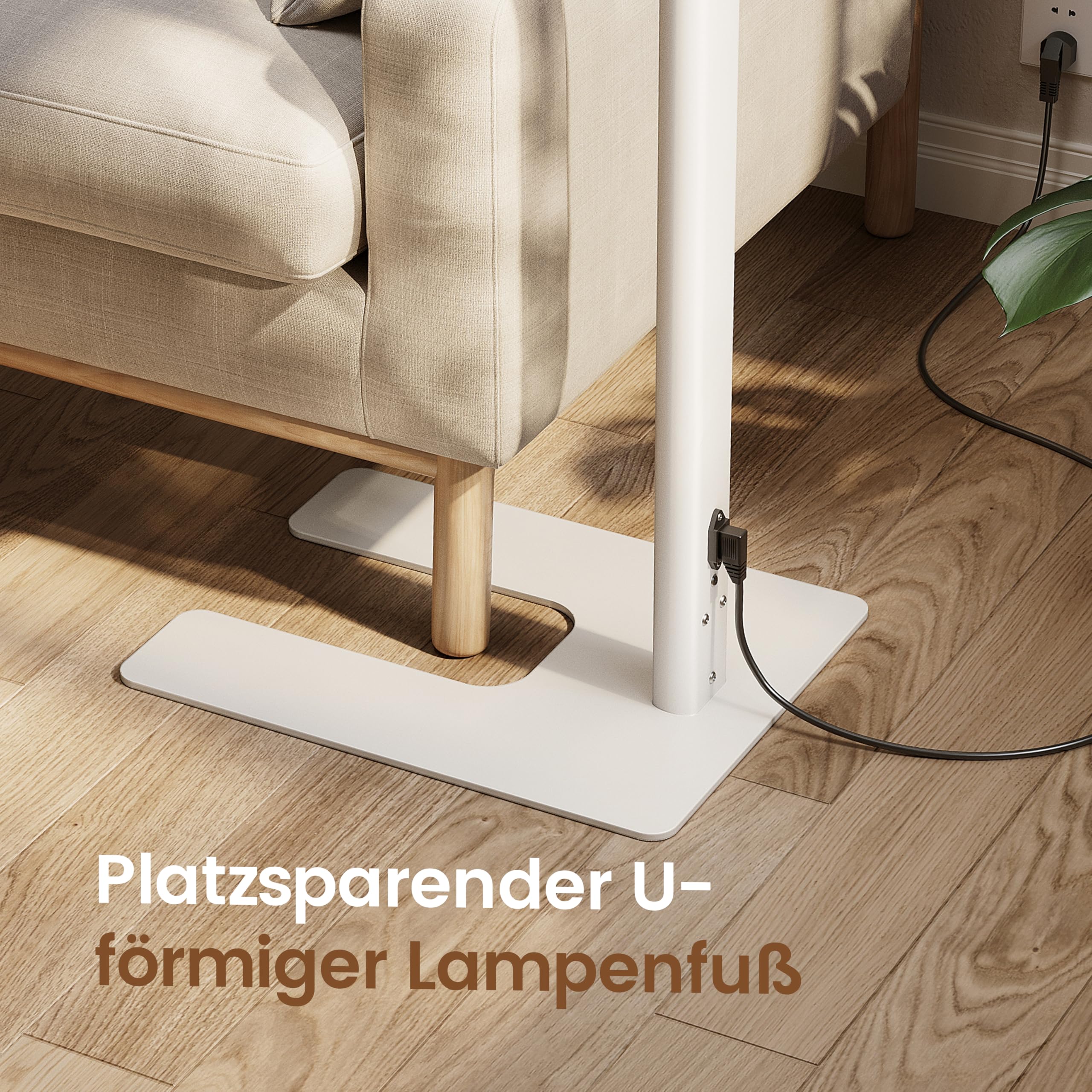 Büro Stehlampe – UGR<16, CRI>98, 6600lm, Vollspektrum | 198cm Büro Stehlampe | UGR<16 + CRI>98 | 6600lm Vollspektrum 4000K | 2 Lichtquellen getrennt dimmbar | Touch + Memory | Weiß