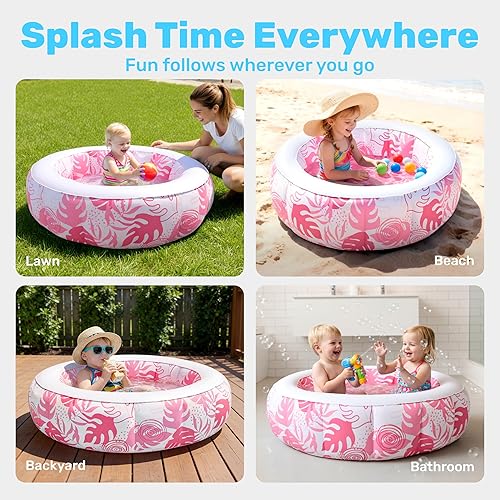 Miniatura 6 de SLOOSH Piscina inflable para niños, piscina de 36 x 11 pulgadas con piso de almohadilla suave para niños y niños pequeños, piscina redonda inflable