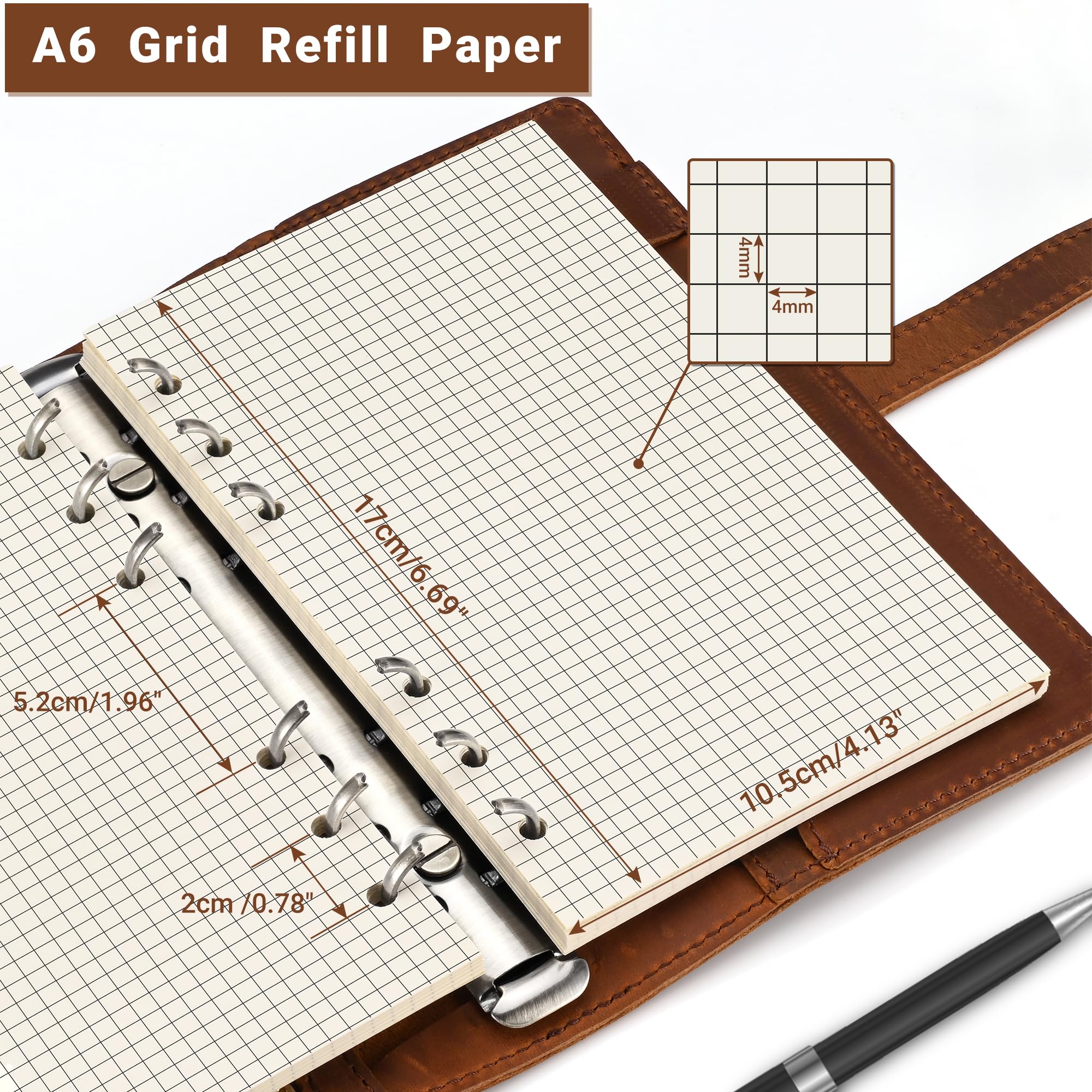 Carta Ricarica A6 Righe Per Filofax - 160 Pagine Beige Forate 6 Buchi 100g/m² - Foto 10