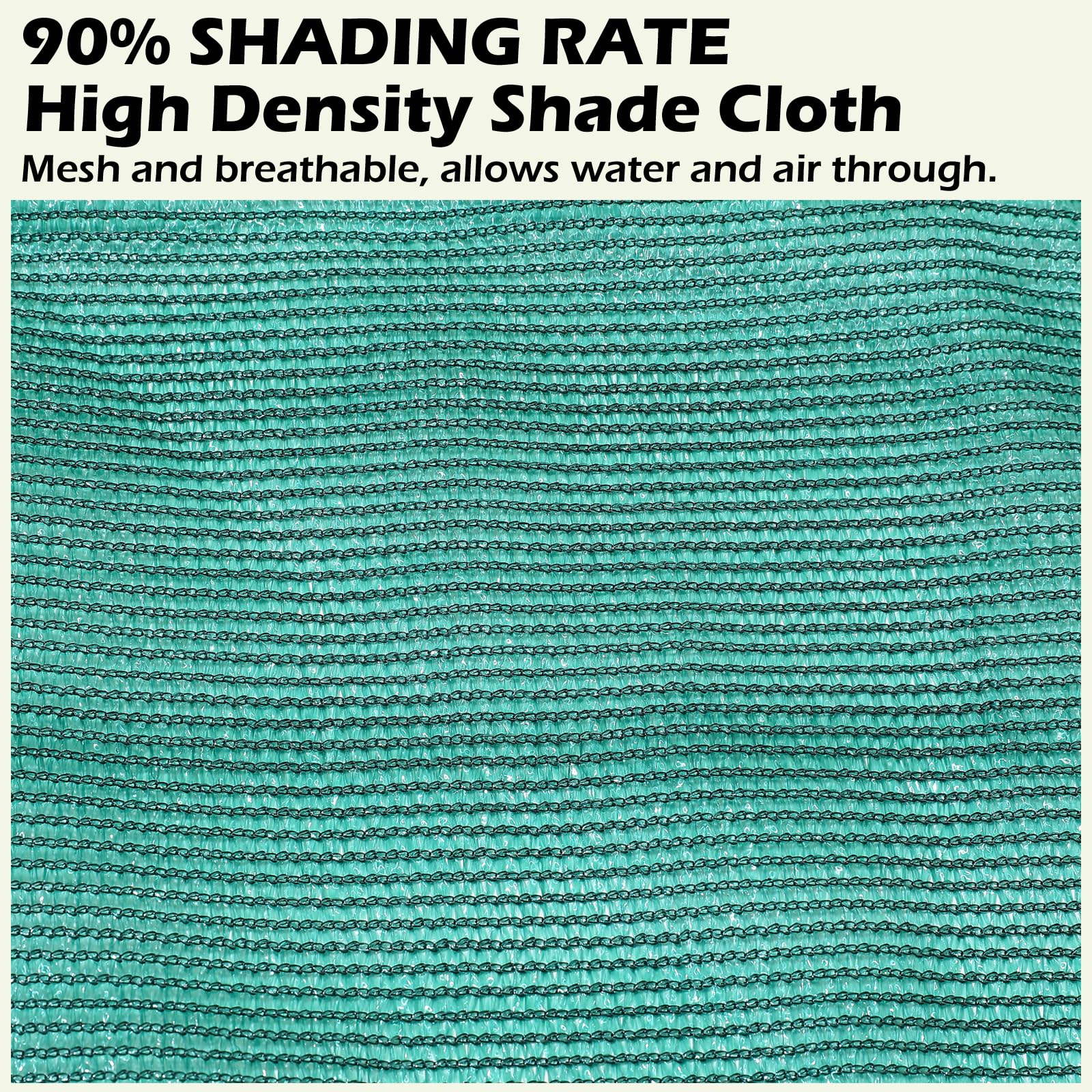 90% verde 3 m x 2,4 m de tela de alta densidad, toldo de malla con bordes sellados para jardín, patio, 12 bolas elásticas incluidas