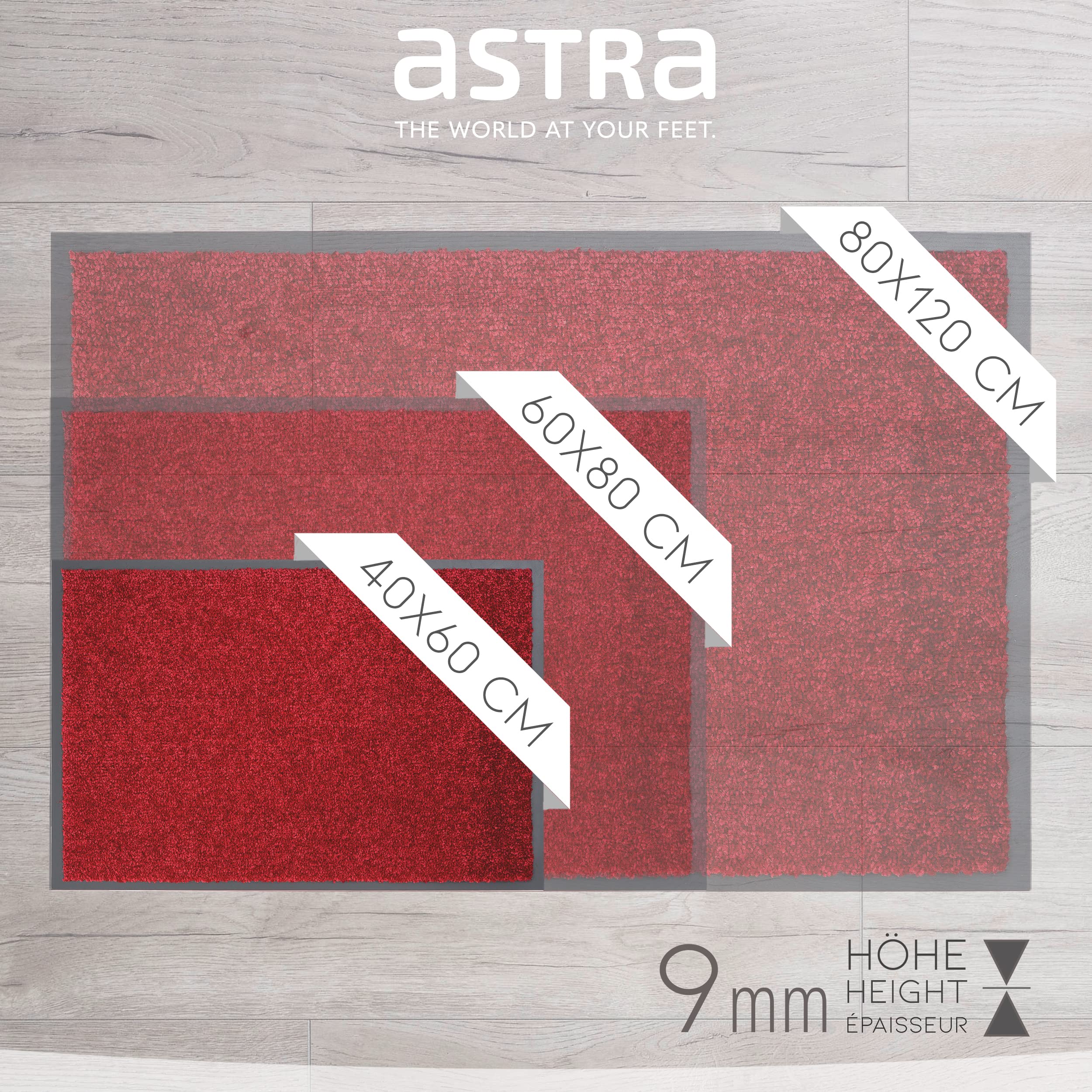 felpudo antideslizante - felpudo de interior - alfombra (rojo, 80x120cm)