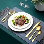 Gold Flatware Set, OGORI 40-Piece Food Grade Stainless Steel Gold Silverware Set Service for 8, Mirror Polished Cutlery Utensils Set Include Knife/Fork/Spoon, Dishwasher Safe
