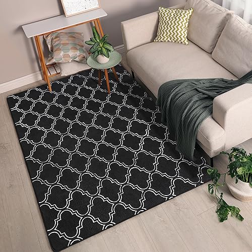 Miniatura 7 de Chicrug Shag - Alfombra geométrica de 4 x 6 pies para sala de estar, alfombra grande y moderna de espuma viscoelástica para interiores, alfombra