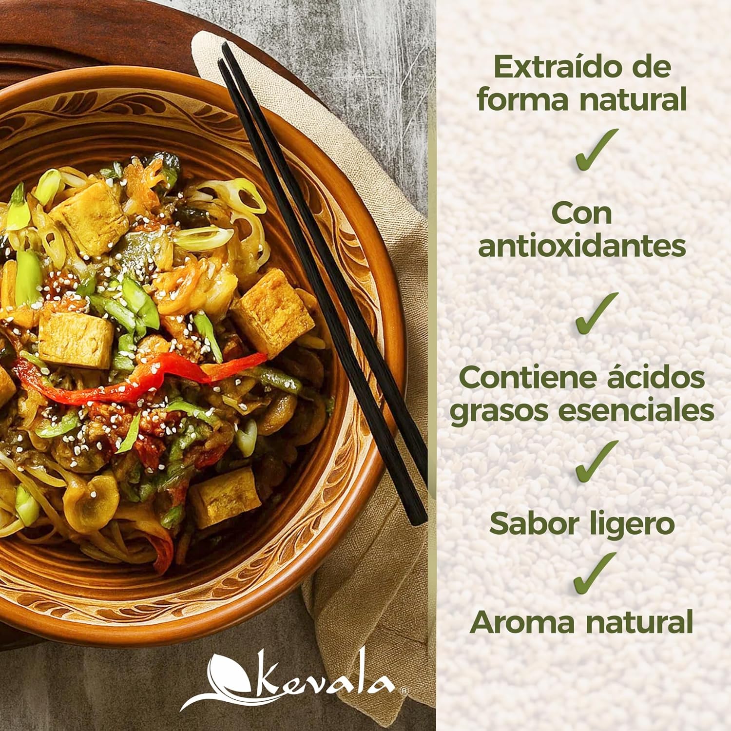 Kevala Organic Extra Virgin Sesame Oil - 64 fl oz - 1/2 Gal – Sesame Seed Organic – Cooking Oil – Cold Pressed - Unrefined