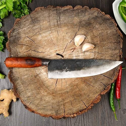 Miniatura 4 de ZhenSanHuan - Cuchillo de cocina forjado a mano, cuchillo de chef, hoja de acero de alto carbono, corte de corte, tijeras de cocina multifuncionales
