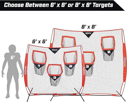 Miniatura 6 de GoSports Football Throwing Net - 8 x 8 ft or 6 x 6 ft Nets - Choose Black or Red 8 x 8 pies