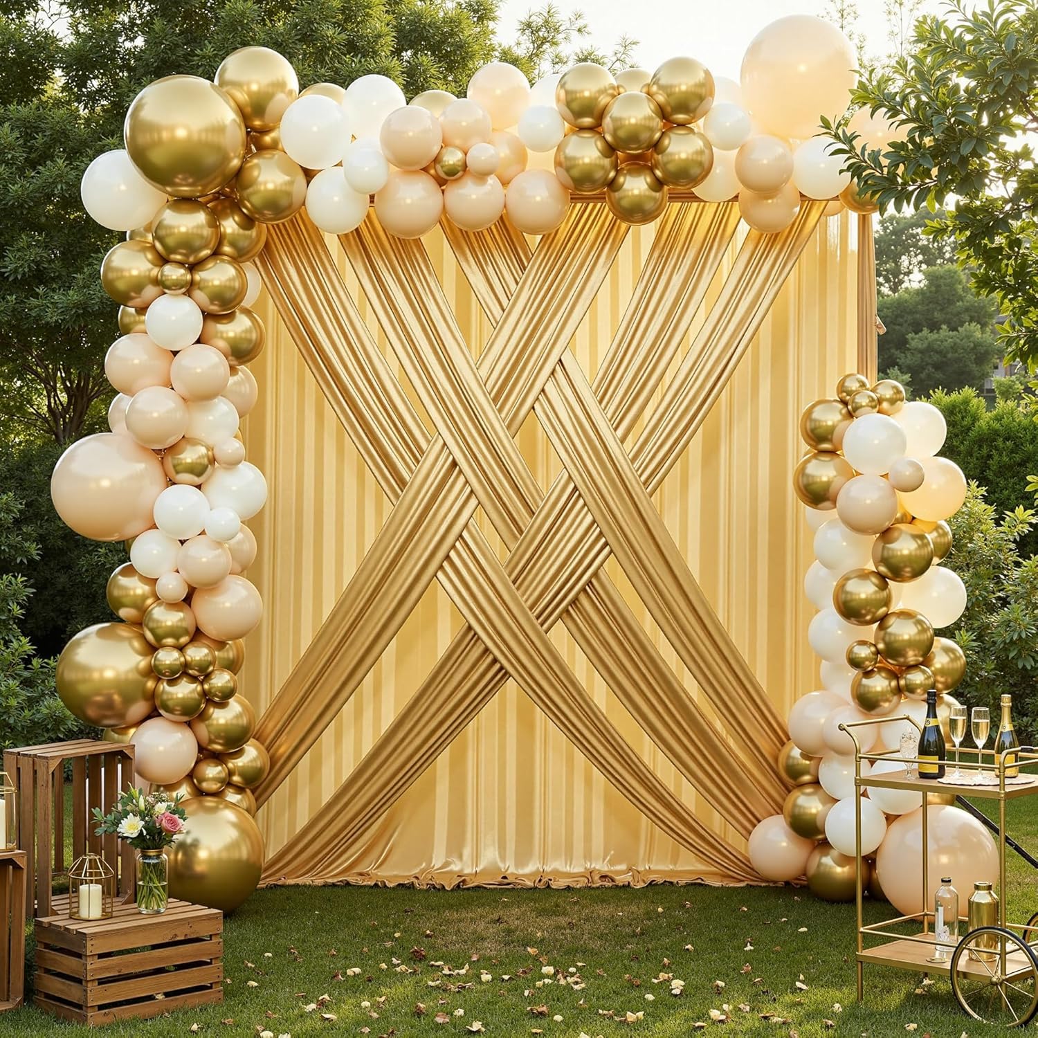 30ft x 10ft Gold Sequin Backdrop Curtain for Parties, Wrinkle Free Thick Glitter Photo Backdrop Drapes 6 Panels 5x10FT Back Drop Cloth Shiny Fabric for Wedding Birthday Photography Background