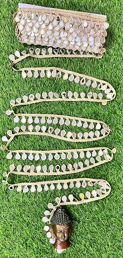 (9 Meter) self_Gold Mirror Work Lace Border Roll for Saree, Dupatta &amp; Dress Decoration