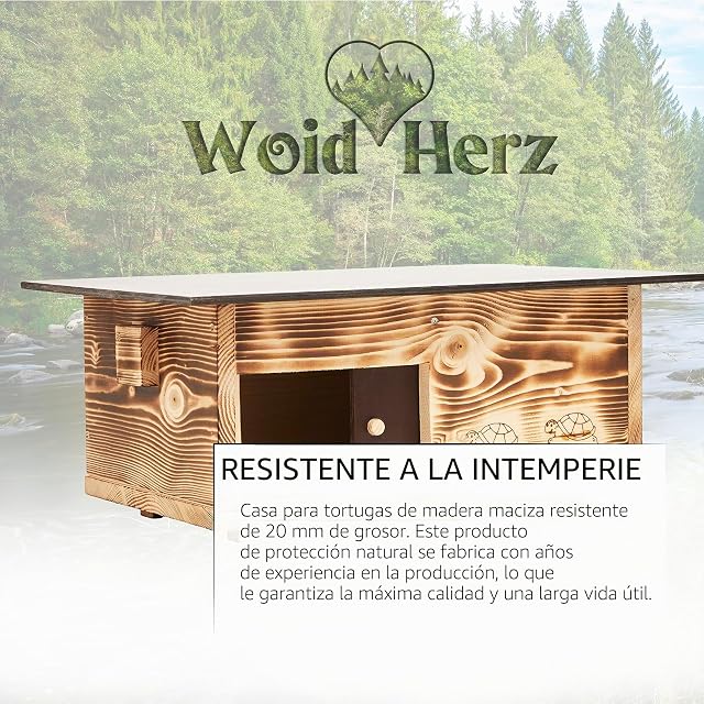 Foto 2 de 7 de Woid Herz Caseta para tortugas de madera maciza (SH4) de 20 mm, resistente a la intemperie