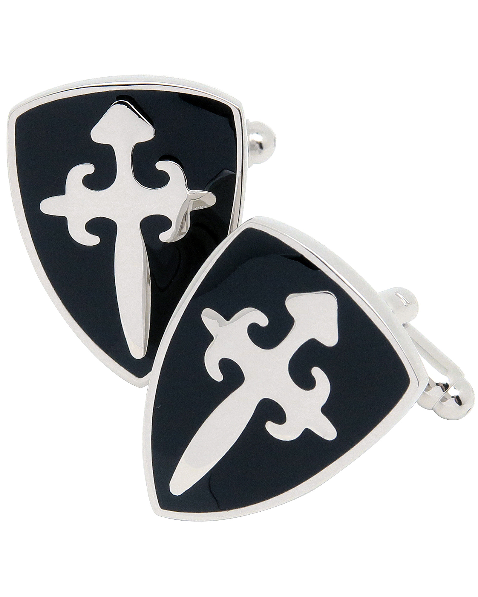 Mancuernillas Crusader Battle Shield para hombre tono negro miniatura 7