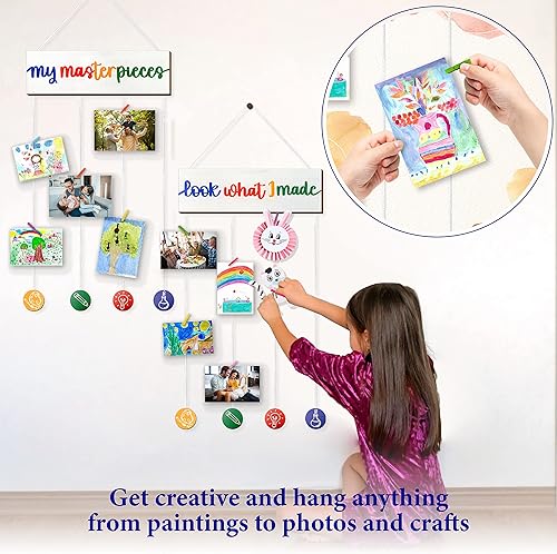 Miniatura 6 de STOFINITY Exhibición de arte infantil para pared, exhibición de ilustraciones infantiles para colgar arte para niños, letrero con clip, imagen