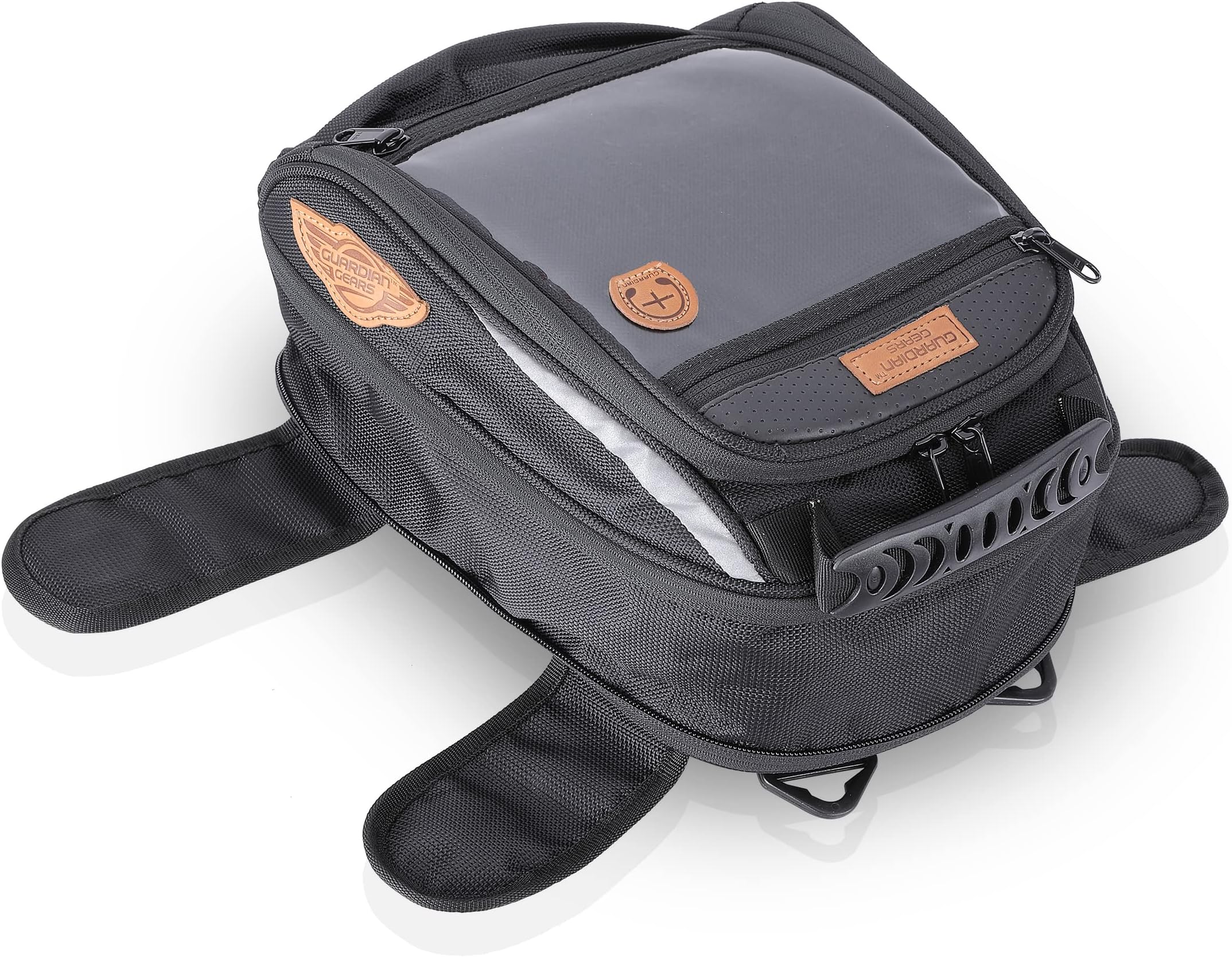 GUARDIANGEARS Jaws Mini 18L Magnetic Tank Bag with Waterproof Rain Cover fits on All Motorcycles with a Metal Tank from 100CC to 1000CC