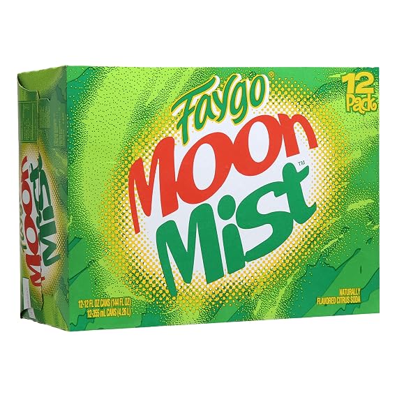 Faygo Moon Mist | 12-Pack of 12oz Cans | Citrus Soda with Lemon-Lime Kick | Caffeinated | Bright & Refreshing