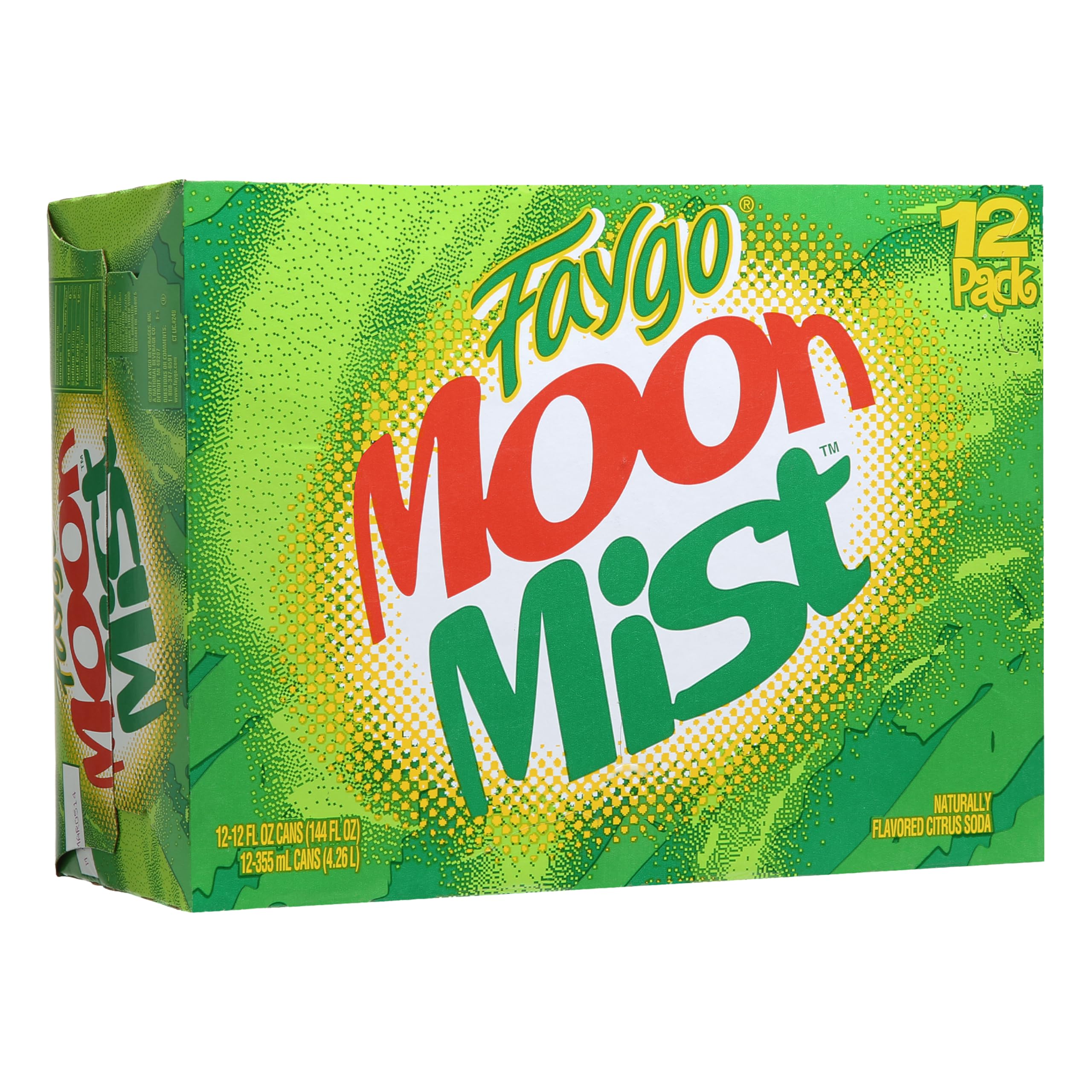 Faygo Moon Mist | 12-Pack of 12oz Cans | Citrus Soda with Lemon-Lime Kick | Caffeinated | Bright & Refreshing