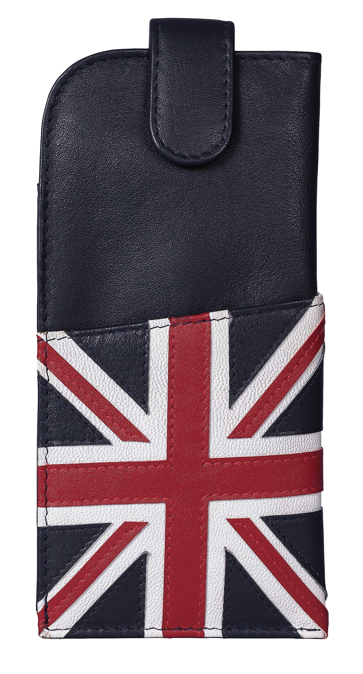 Union Jack Glasses case Soft Leather Wide tab top by Mala leather (Navy Blue)