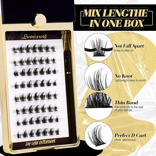 Miniatura 2 de Kit de extensiones de pestañas esponjosas de rizo D 80D 100D, kit de pestañas individuales de 0.787 pulgadas, racimo de pestañas esponjosas, 280