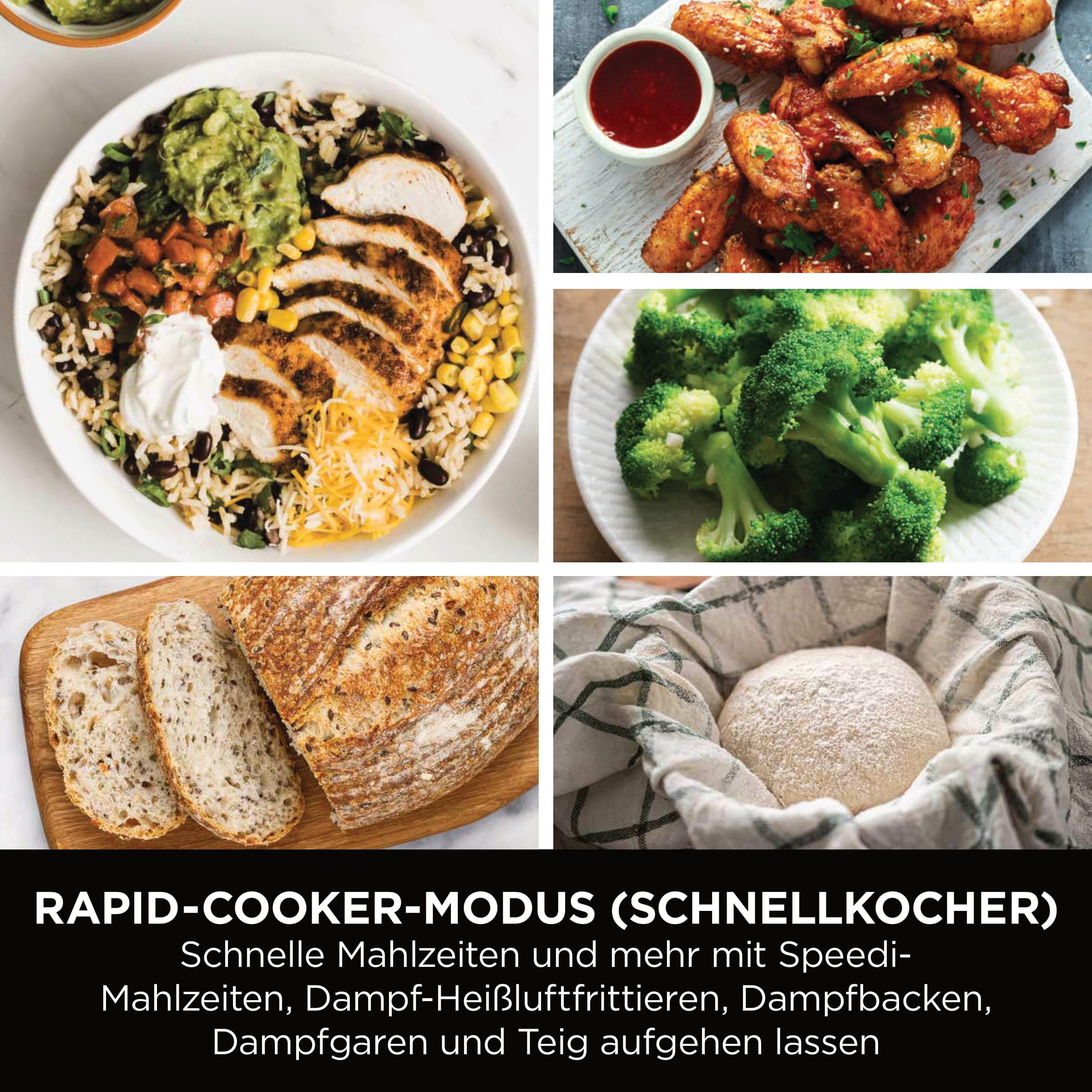 Ninja Speedi Multikocher, 5,7L, 12-in-1 Multicooker, Air fryer Heißluftfritteuse, Slow Cooker Langsamkochen, Grillen, Backen, Schwarz ON500EU