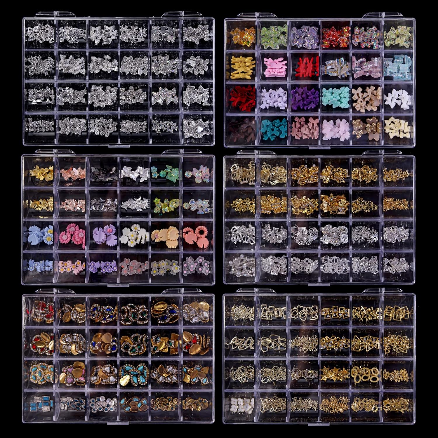 24 Grids Luxury Charms Studs Rhinestones Art Rhinestones Diamonds Crystal Jewels Stones Art Tools