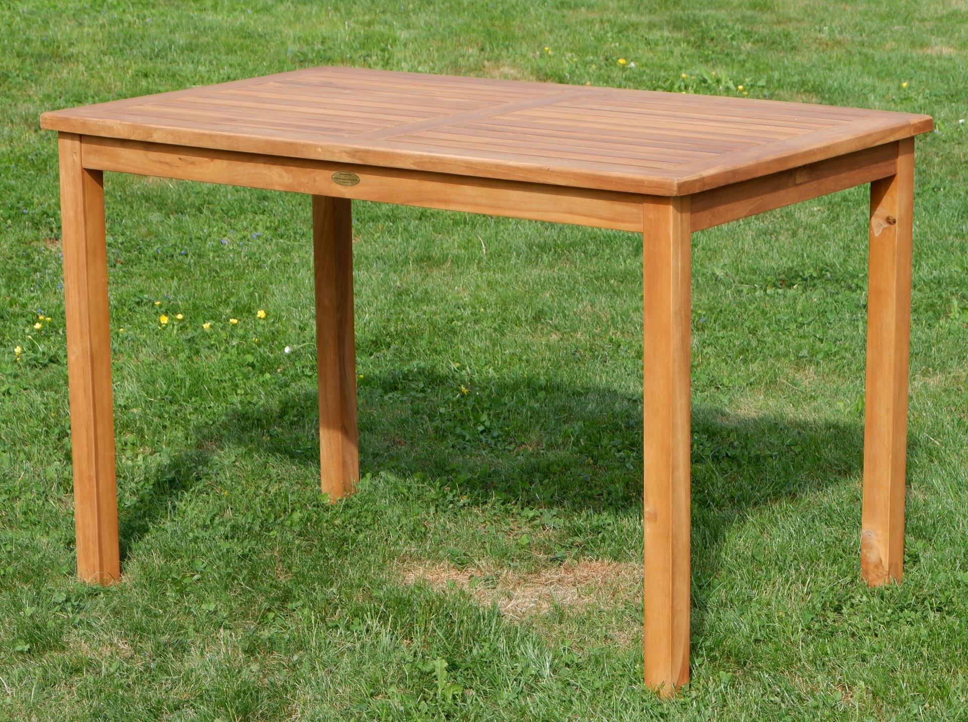ALEOS. echt Teak Holztisch 120x70 cm Gartenmöbel Gartentisch Garten Tisch Holz sehr robust aus der Serie Alpen