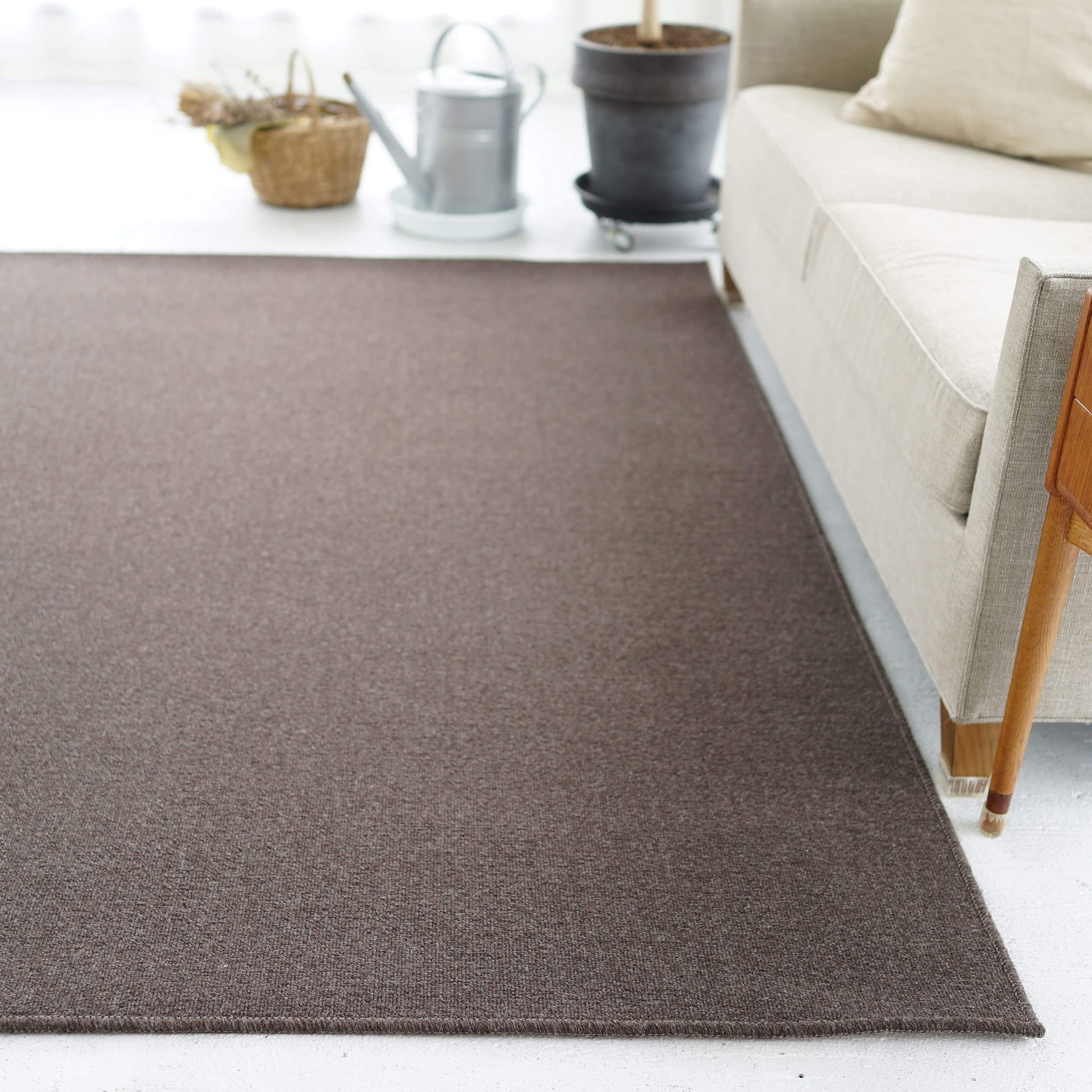Amazon｜スミノエ(Suminoe) ラグ ブラウン 200×200cm 防炎 ウール 