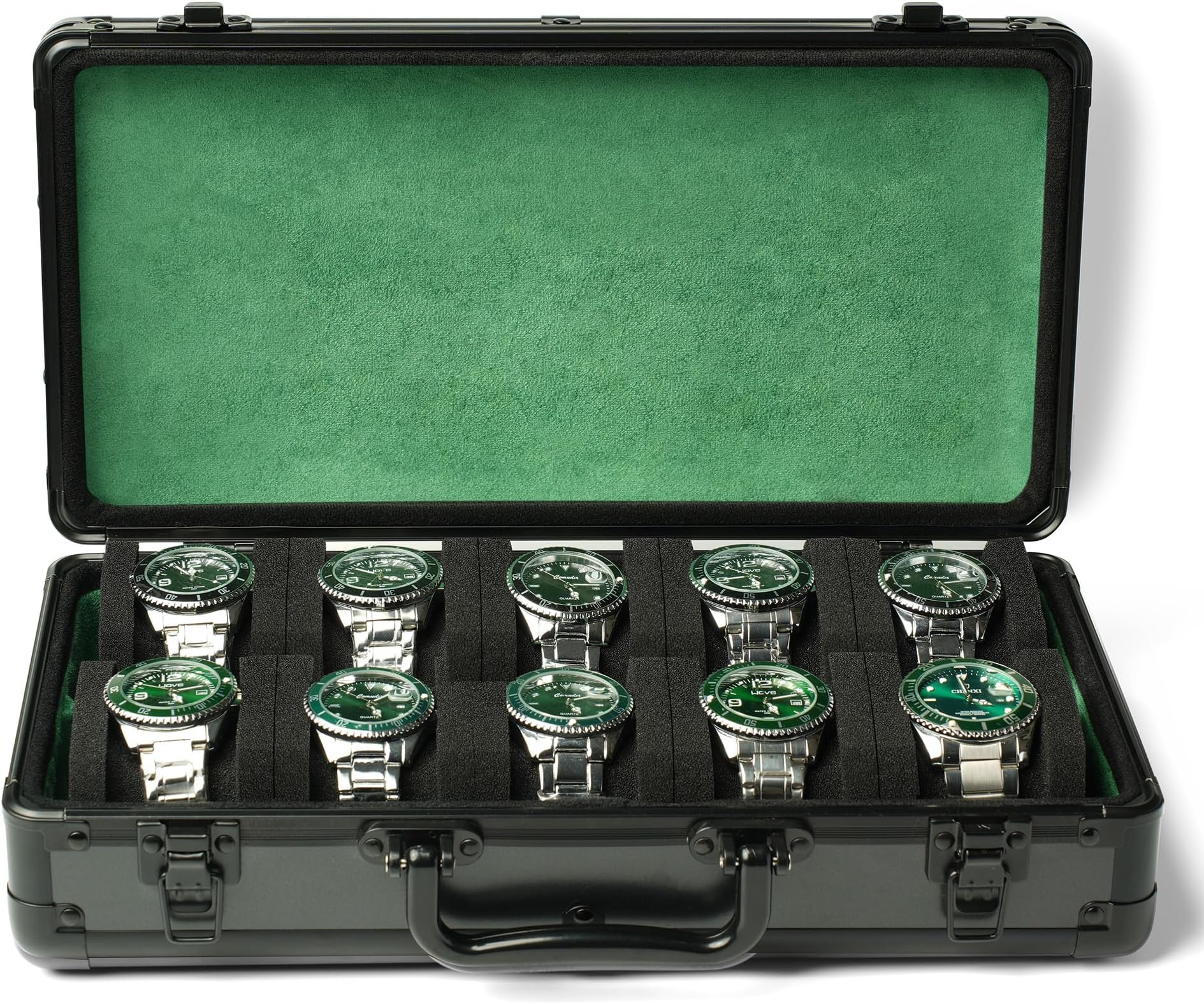 AUKURAAUKURA 10 slot Watch storage box, Luxury aluminum watch case and display Organizer, with anti-move watch pillow