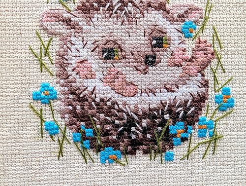 Miniatura 5 de RIOLIS - Little Hedgehog 1753, kits de punto de cruz de animales 5,12" x 5,12, kits de punto de cruz para principiantes y avanzados, kit de punto de