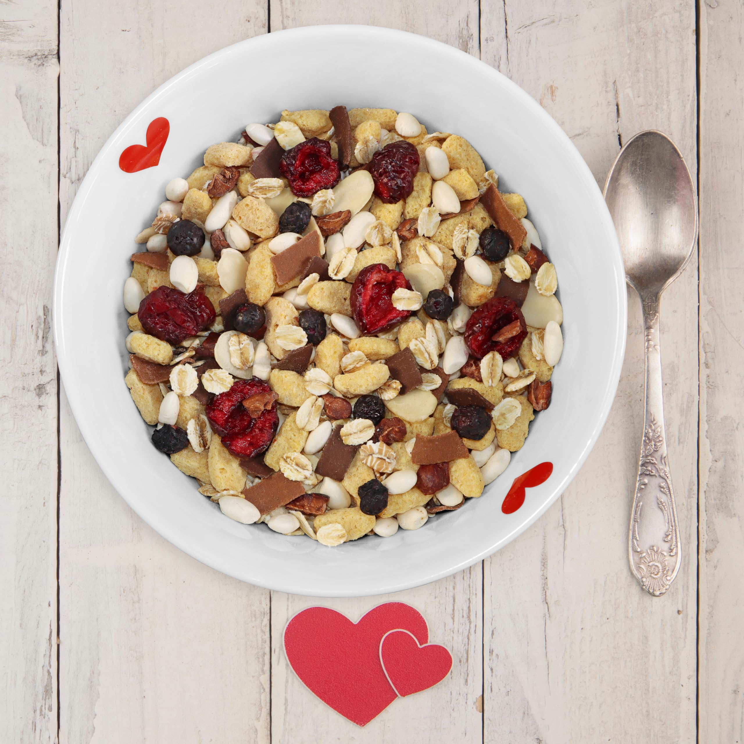 Seitenbacher Müsli Hab Dich Lieb I pełnoziarniste zboża I wiśnie I czekolada pełnomleczna I frlakes kukurydziany I 3 x 600 g