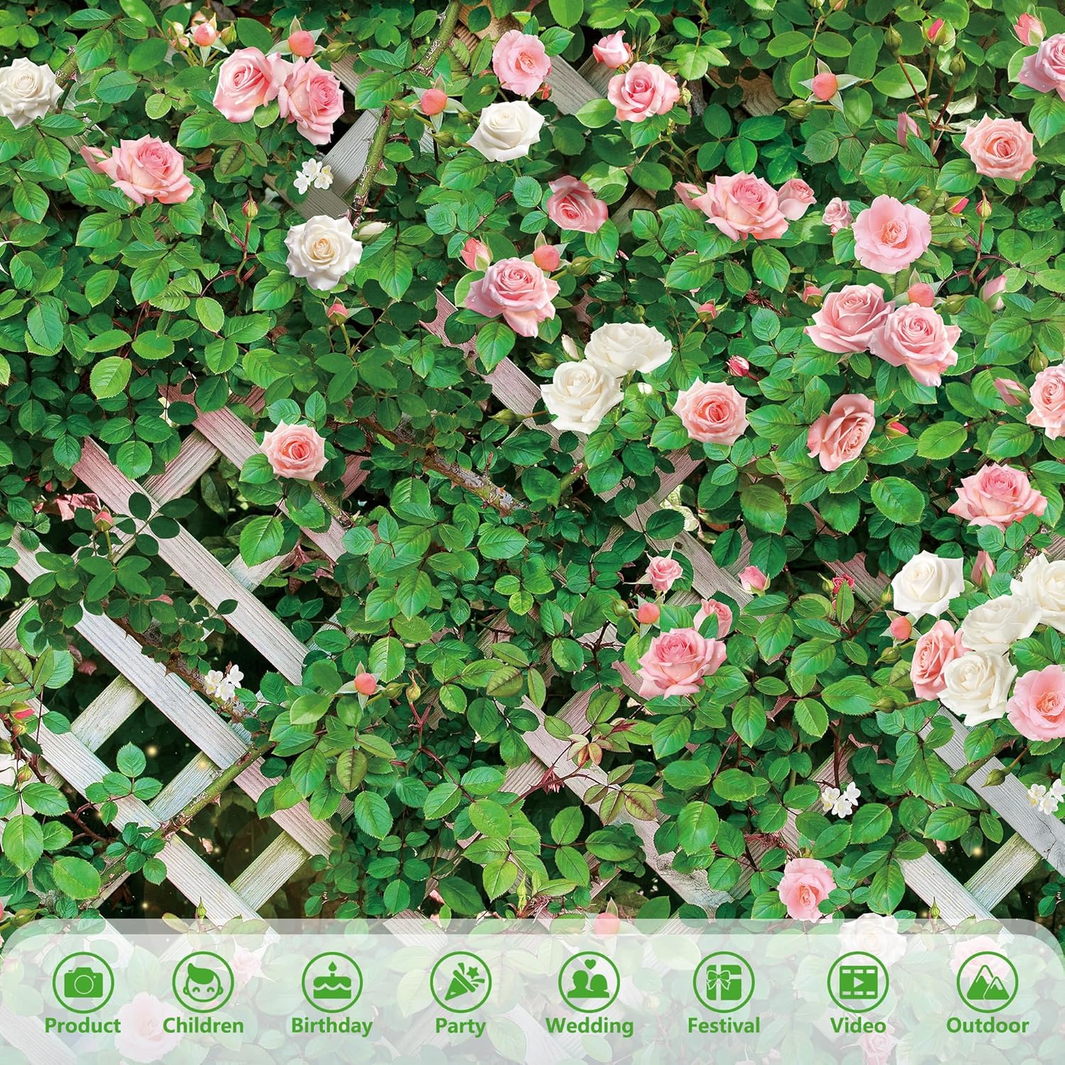 Floral Backdrop,Spring Floral Photo Background,Green Leaf Fence Backdrops,Flower wall Backdrop，Wedding,Baby Birthday Party，Photographic Studio Photo Backgrounds,8x6ft