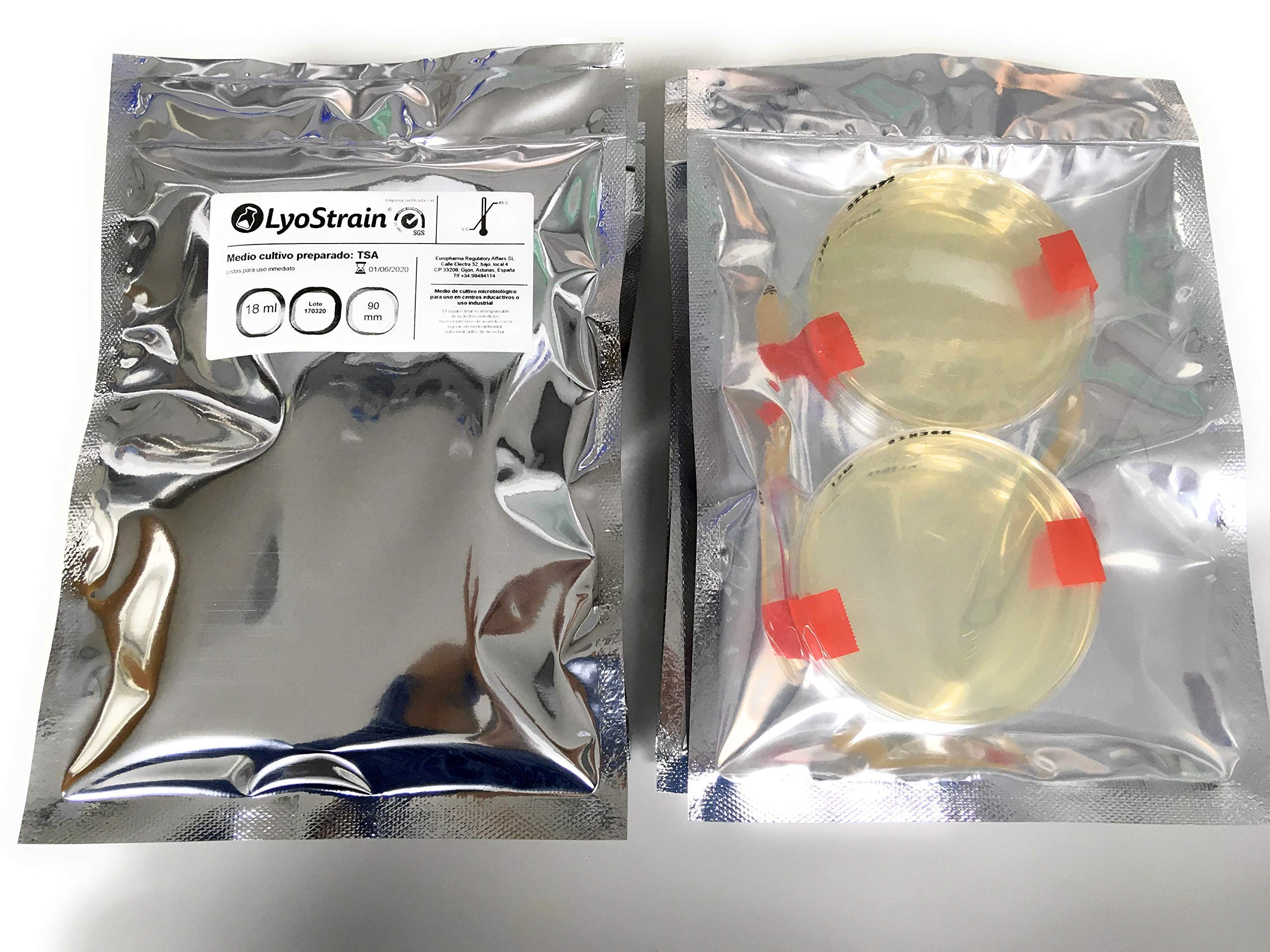 PLACAS AGAR SABOURAUD CLORANFENICOL PARA HONGOS Y SETAS - 20 PLACAS PETRI CON AGAR - MEDIO CULTIVO MICROBIOLOGICO