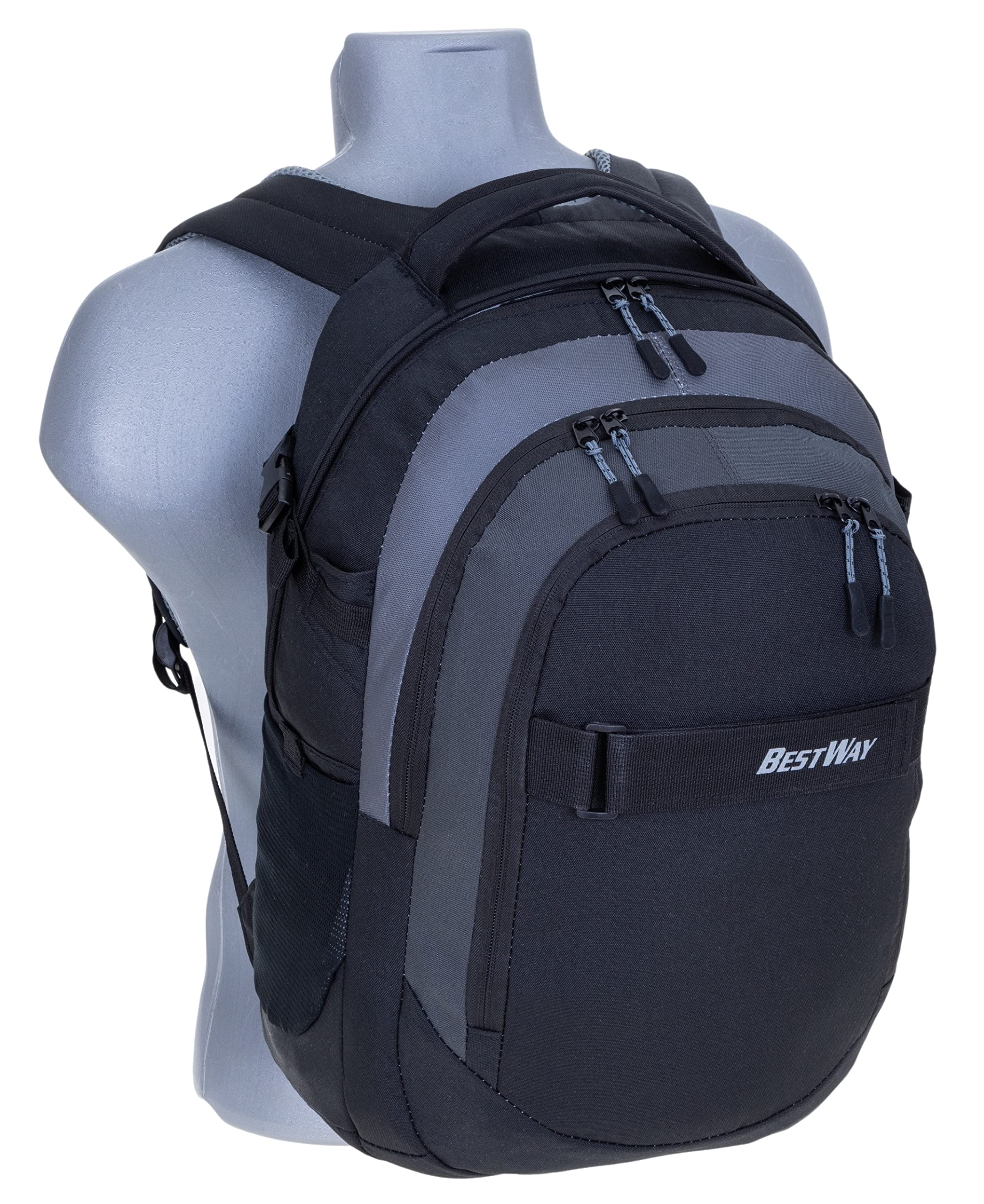 Bestway 2 Teile Set Schulrucksack Packer 40177 0159 Black Grey+ Flasche