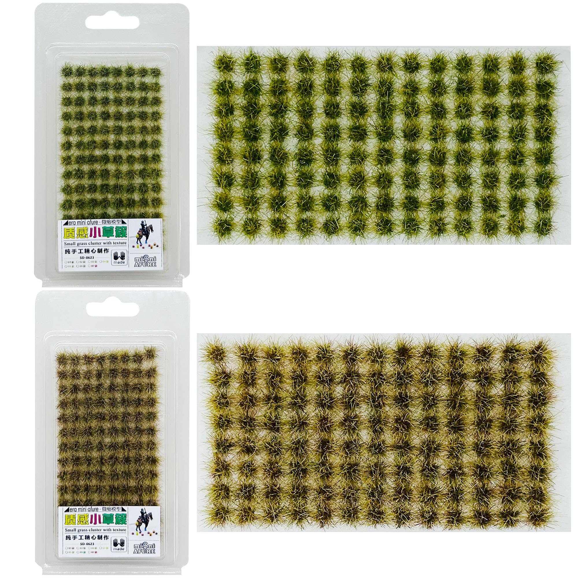Attuslla 208 PCS Static Grass Tuft Model Grass Tufts Terrain Model Kit Resin Static Scenery Model for Train Landscape Railway Artificial Grass Modeling