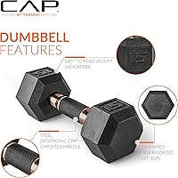 Vista 3 de CAP Barbell Juego de Mancuernas Hexagonales Recubiertas de 150 libras con Mango de Cobre y Soporte Vertical