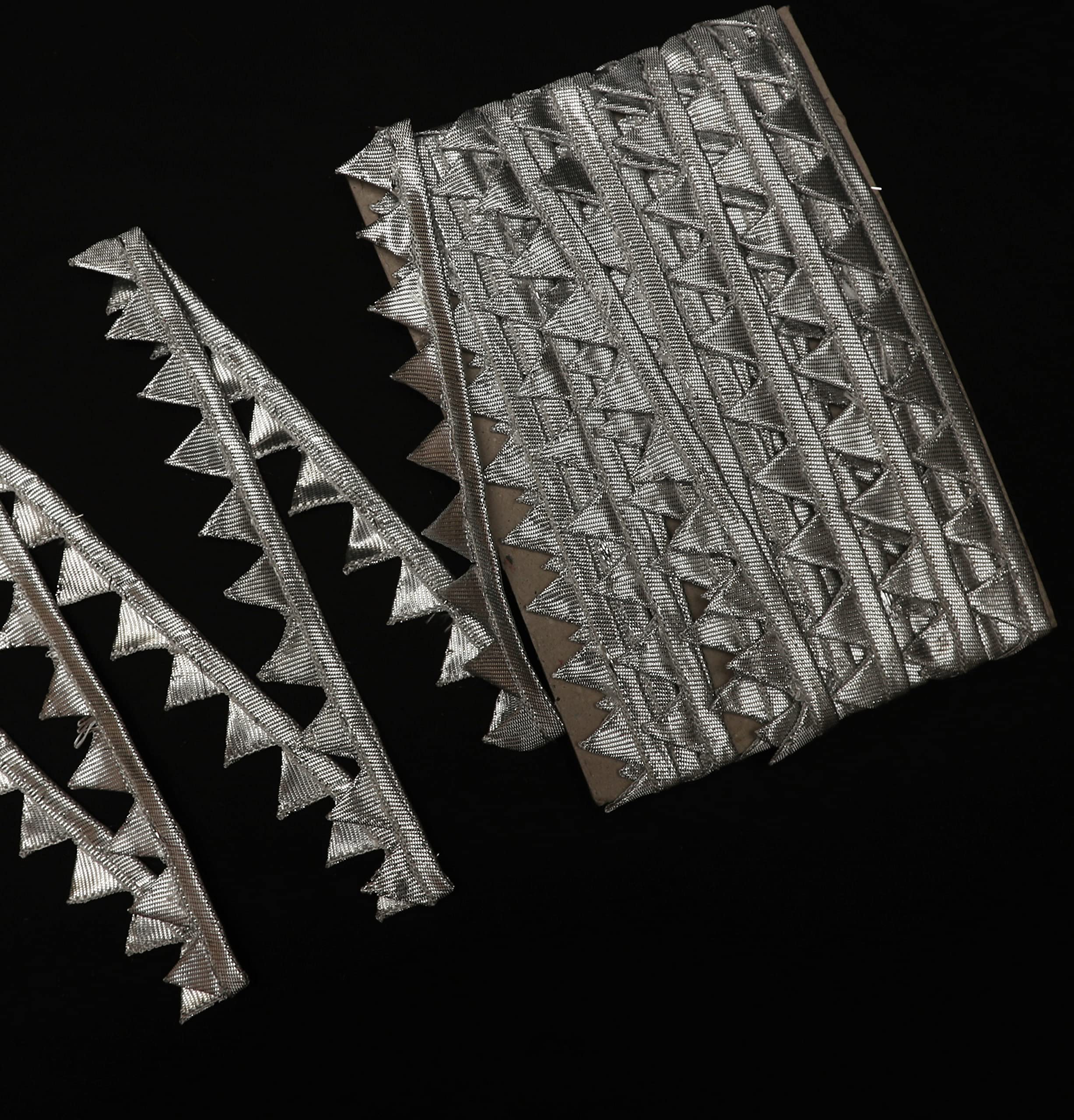 Tringle Gota Patti Store Designer Gota Laces and Borders L-9 Meters for Clothes/Apparels/Saree Suit Border (Silver)